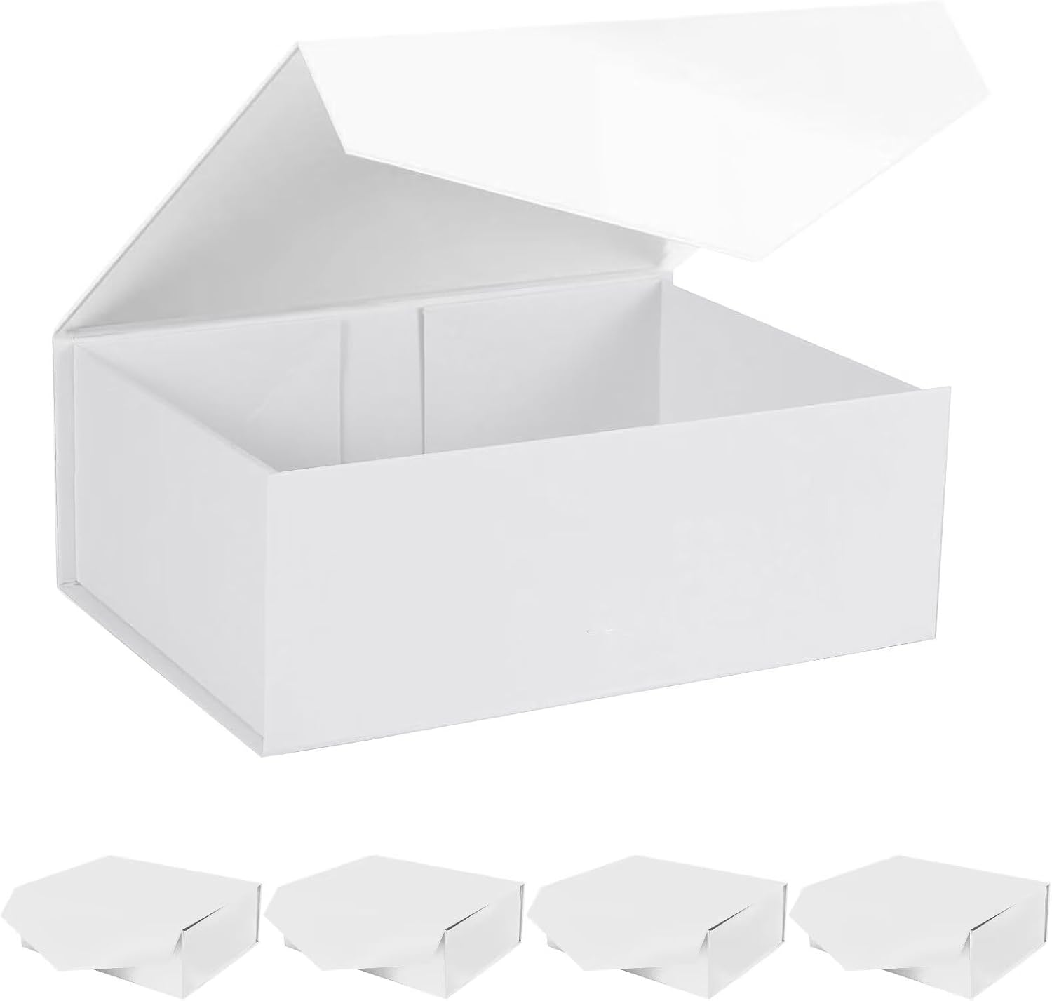 5Pcs Gift Boxes with Lids for Presents, White Boxes for Bridesmaid Proposal and Groomsme for Bridal Showers, Jewelry, Watches, and Elegant Gift Presentations, Magnetic Closure Box (White, 31X20X10Cm, 5PCS) image number 6