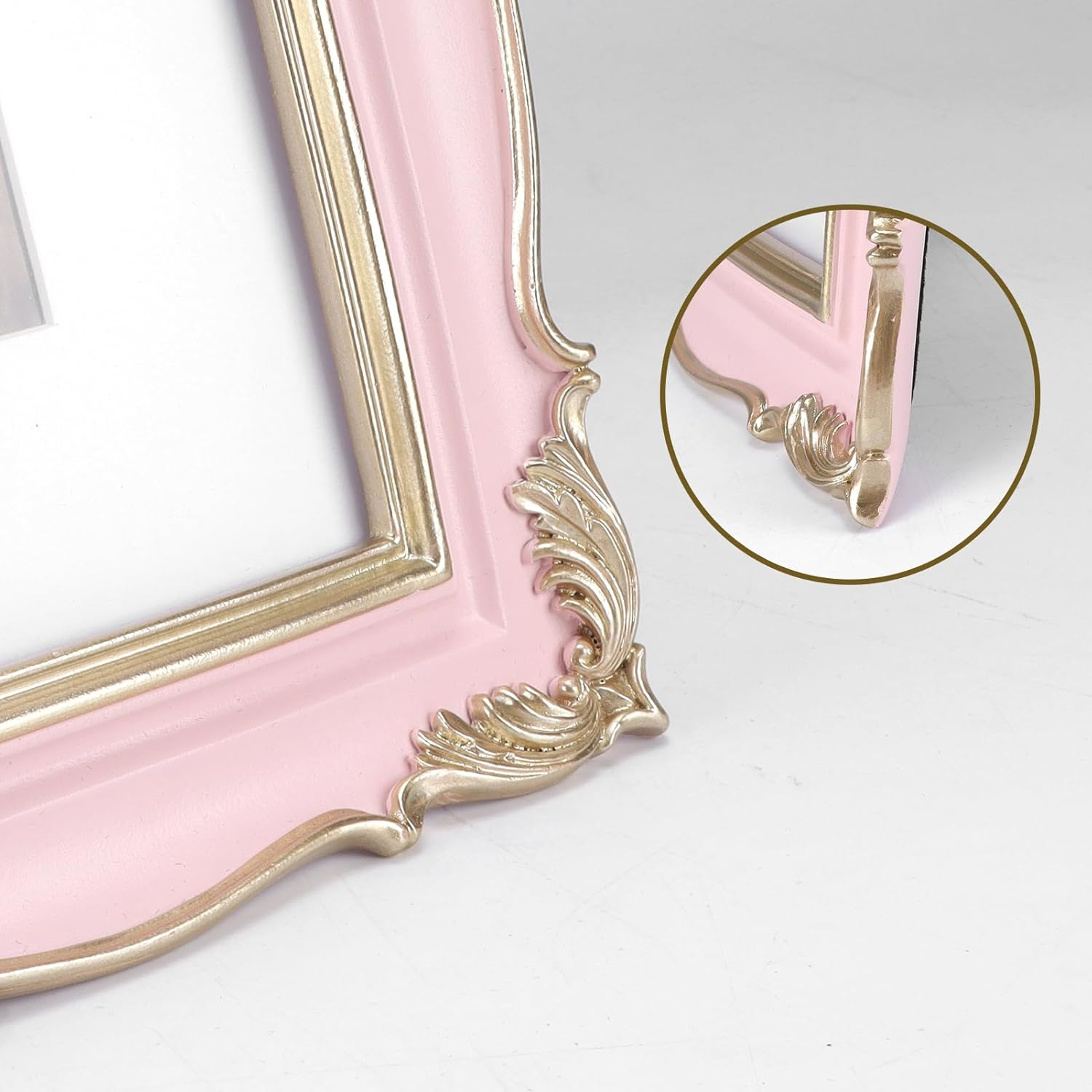 PHAREGE Vintage Picture Frame 8X10 Pink Gold, 8 by 10 Ornate Decorative Antique Frame with Mat for 5X7 Photo, Fancy Matted Frame for Desktop or Wall, Horizontal or Vertical image number 1