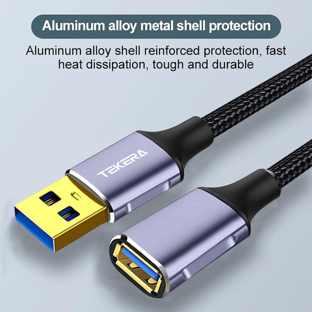 TEKERA USB Extension Cable 0.3M, High Speed USB 3.0 Extension Cord Type a Male to Female Sturdy Braided Material Fast Data Transfer Compatible with USB Keyboard,Mouse,Flash Drive, USB0431