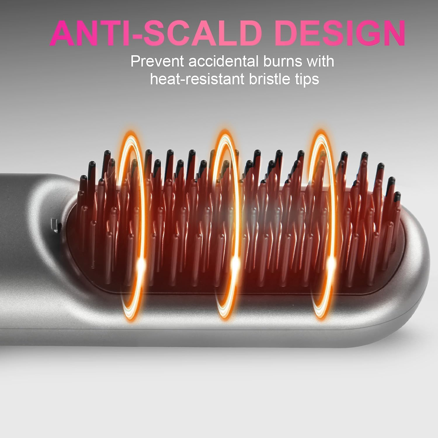 DESIPESI Cordless Hair Straightener Brush, Portable Negative Ion Hot Hair Brush, 12 Temperature Settings with Auto-Off Safety, 10000 Mah Large Battery & Mini to Carry Out (Grey)