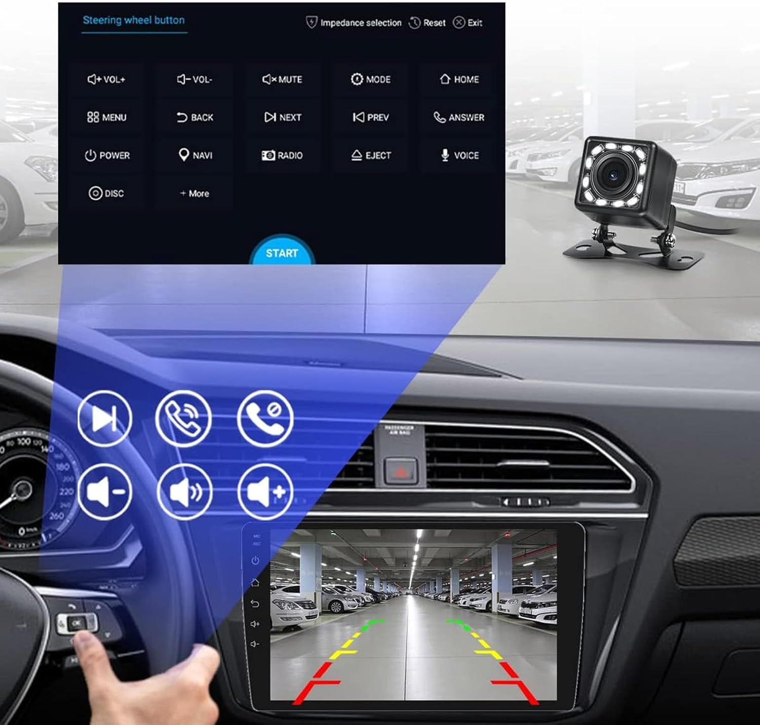 Double Din Car Stereo, 10.1 Inch IPS Touchscreen Car Radio with Wireless and Auto, Navigation, Mirror Link, Voice Control, AHD Backup Camera, BT5.2, Wifi, SWC, FM image number 2