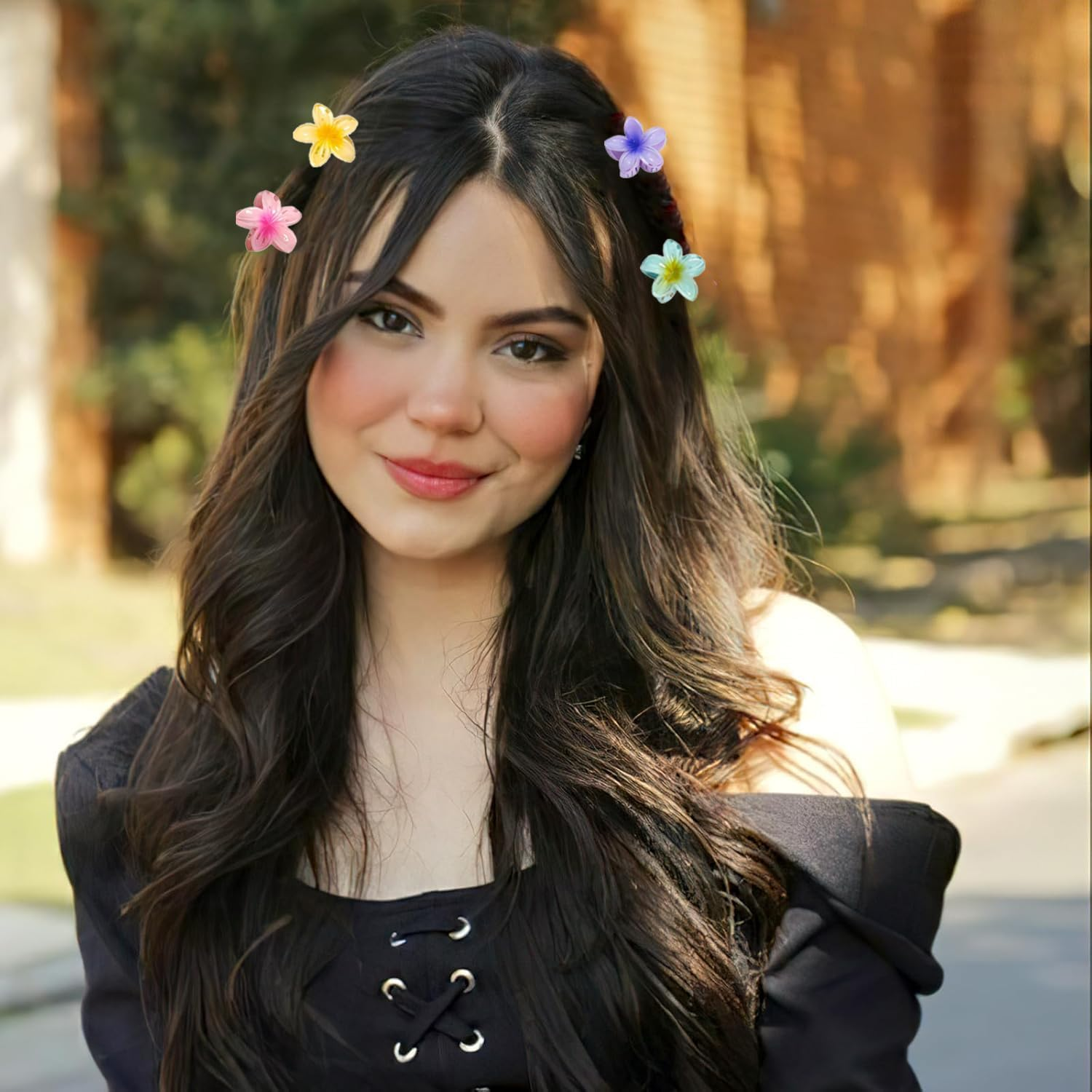 Pack of 12 Plastic Flower Hair Clips, Small, 4 Cm, Cute Hawaii Non-Slip Flower Hair Clip, Mini Hair Clips, Flower Hair Clip for Women, Thick, Thin Hair image number 4