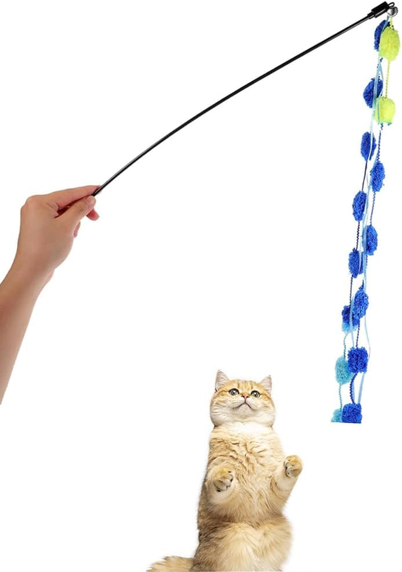 FRAINBOWZ 2Pcs Kitten Toys, Interactive Cat Teaser Rods with Colorful Ribbons, Plush Balls & Bells, Ideal for Indoor Play, Perfect for Kittens image number 2
