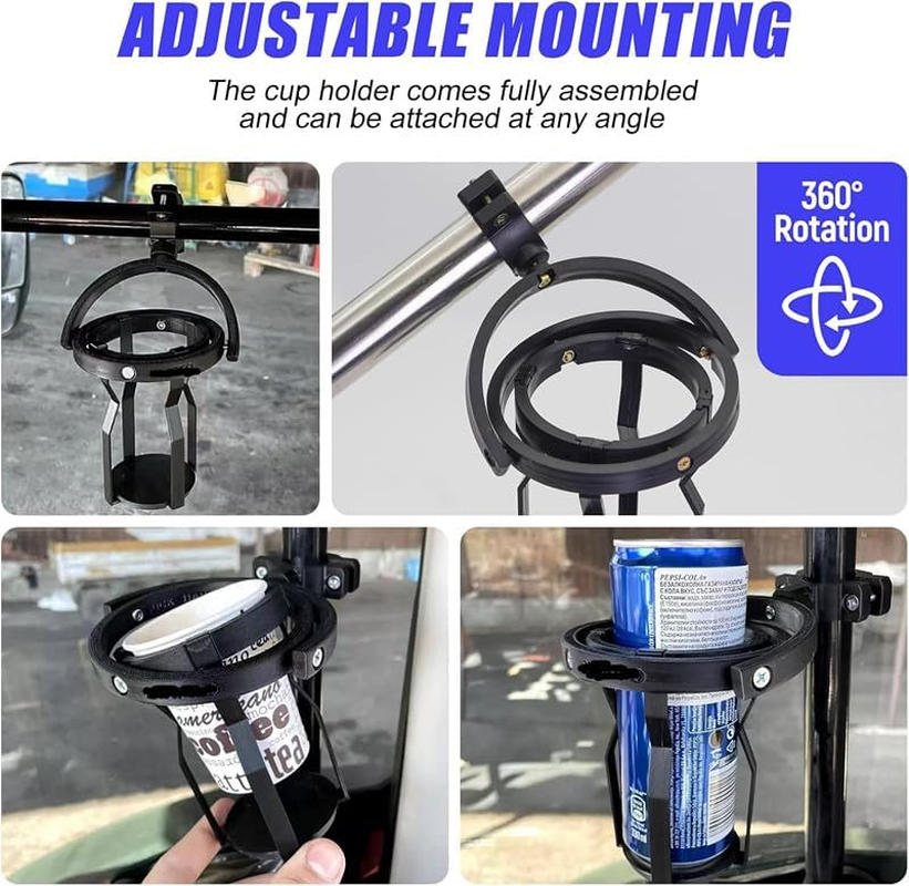 Gyroscopic Self-Leveling Cup Holder, 1Pc Gyroscopic 360&deg; Rotatable Universal Cup Holder Expander Clamp, Anti-Spill Gyroscopic Cup Holder for Car or Bike, Black