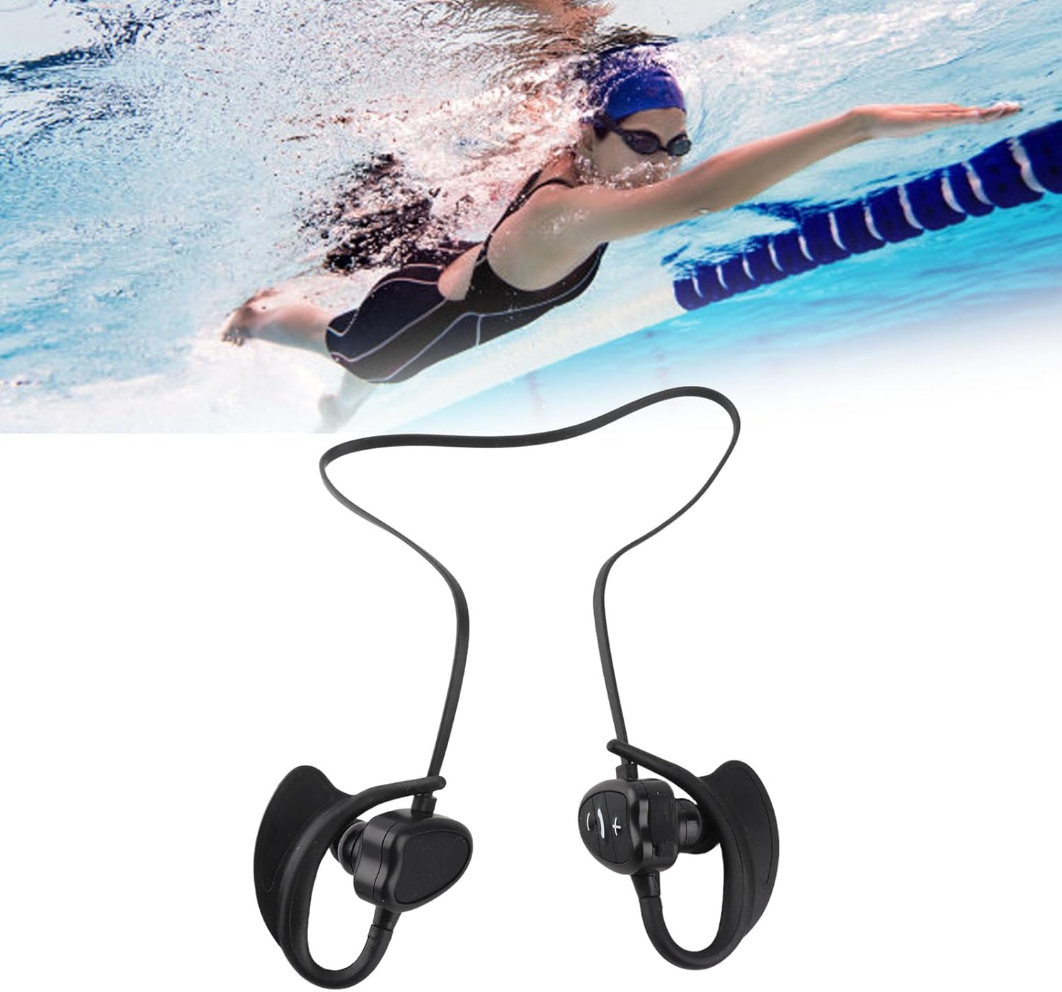 Jiawu Swimming Headphones IPX8 Waterproof, In-Ear Earbud Headphones with Bluetooth 5.4, Underwater Headphone for Swimmings, Sports Headphone for Swimming, Running and Cycling (Black) - Black image number 5