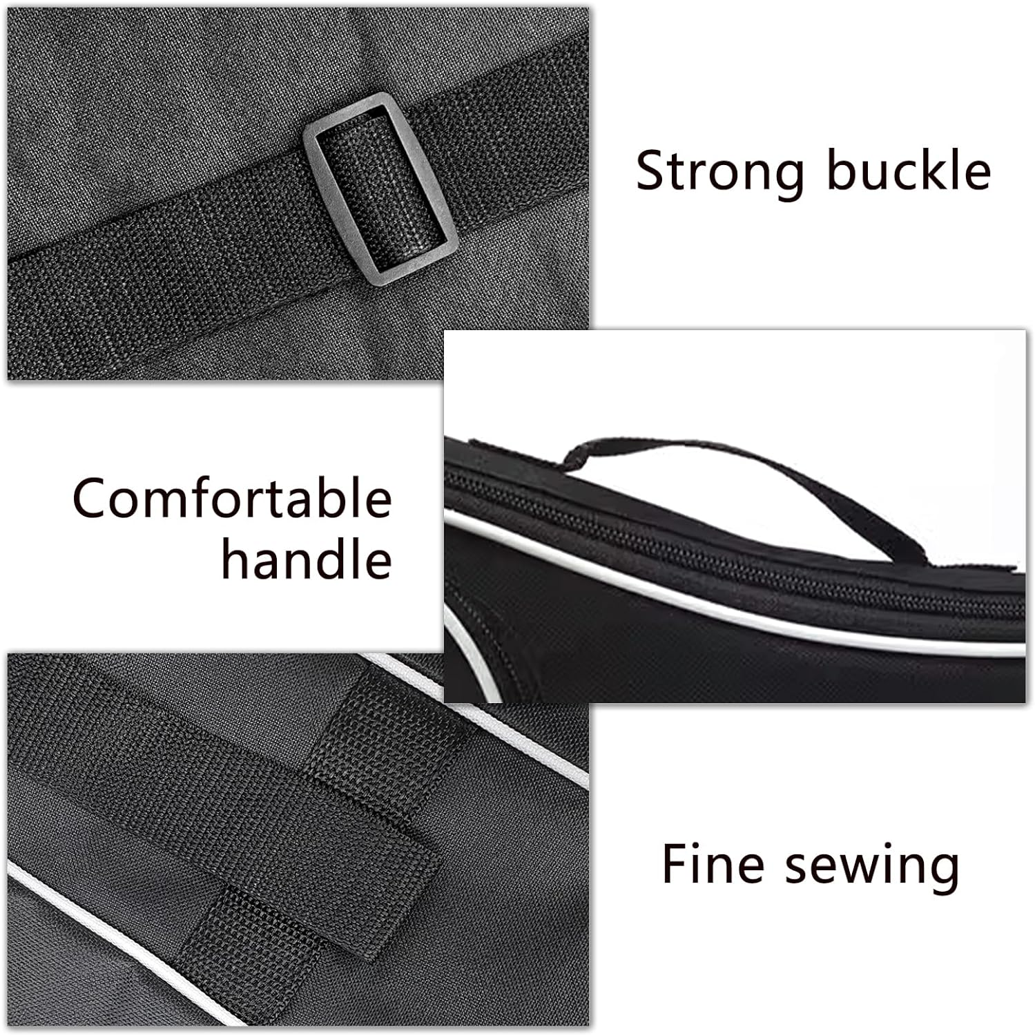 23 Inch Ukulele Case Backpack Straps Gig Bag Case Storage for Travel Performance Concert Show (Black with White Edge) image number 2