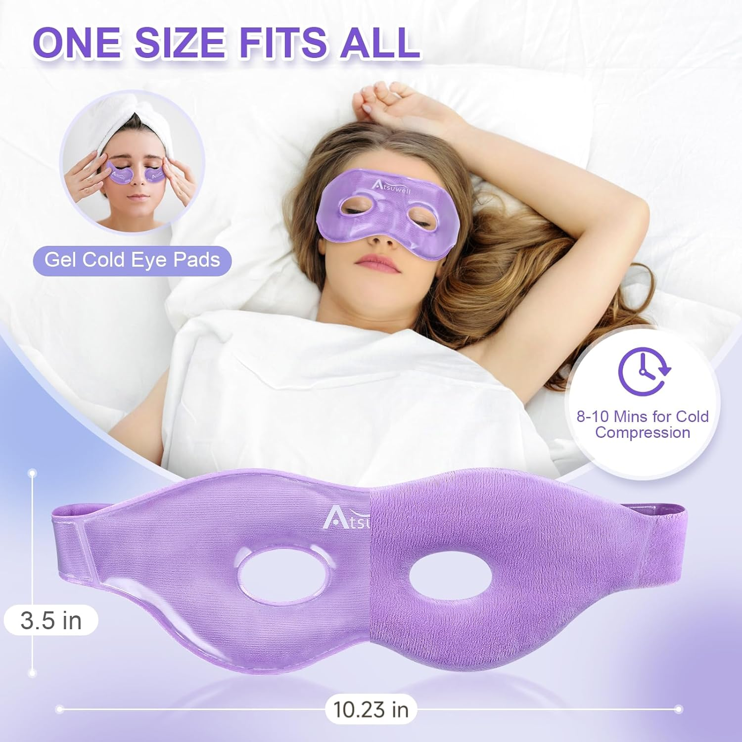Atsuwell Cooling Ice Face Eye Mask Set for Dark Circles and Puffiness, 6 Gel Cold Packs for Face, Eyes, Toothache and Injuries Resusable, Soft Plush Lining Ice Pads Cold Compress, Cool Bag Included image number 6