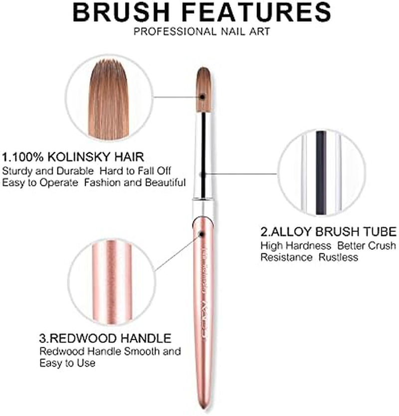 KADS Kolinsky Acrylic Nail Brush Nail Art Brush round Brush Scalp Nail Brush Nail Art Dedicated Brush Acrylic Nail (14#)