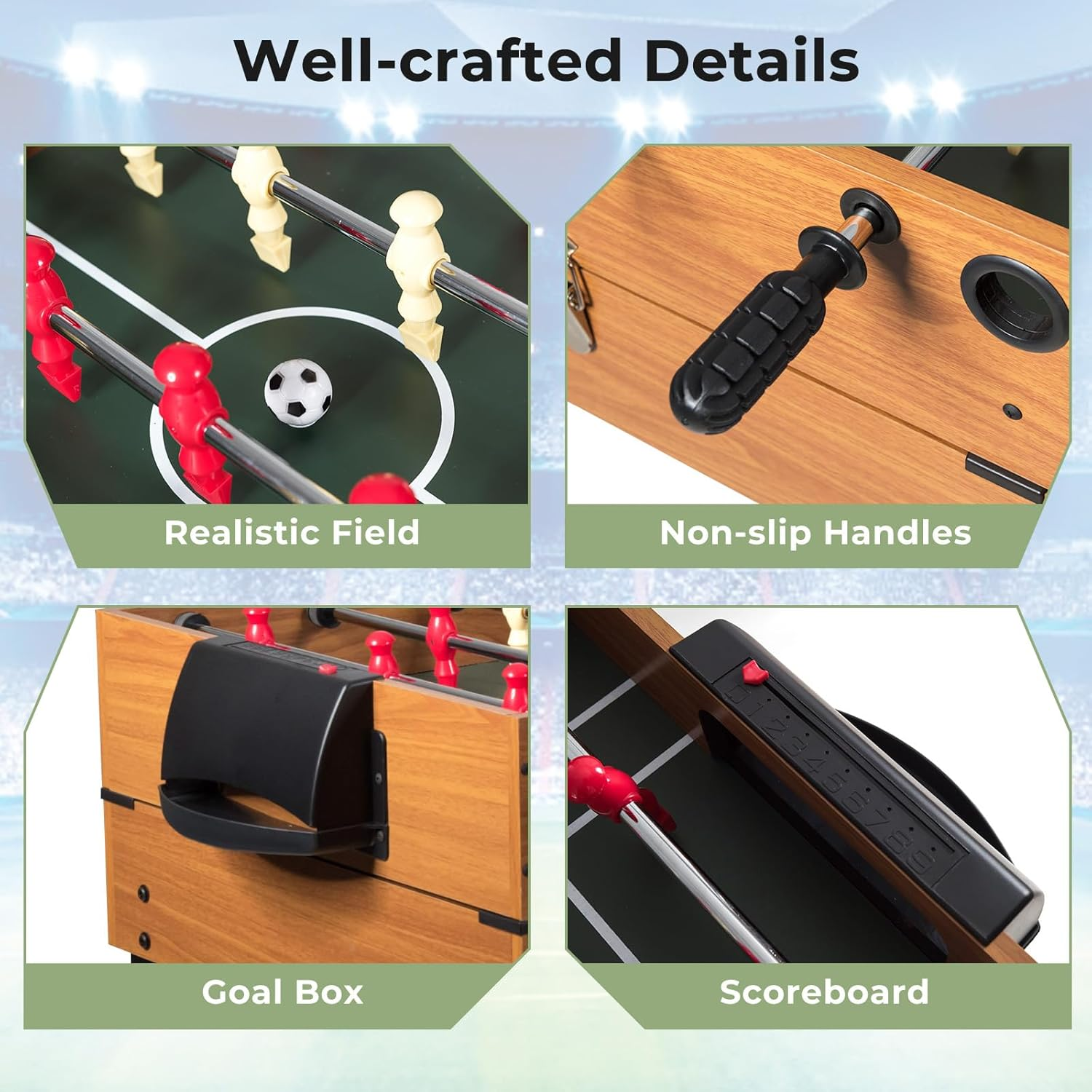 Costway 3-In-1 Combo Game Table Set, Multi-Game Pool Table with Foosball, Slide Hockey & Billiards, 126Cm Sports Arcade Games with Accessories for Home, Play Room, Rec Room image number 5