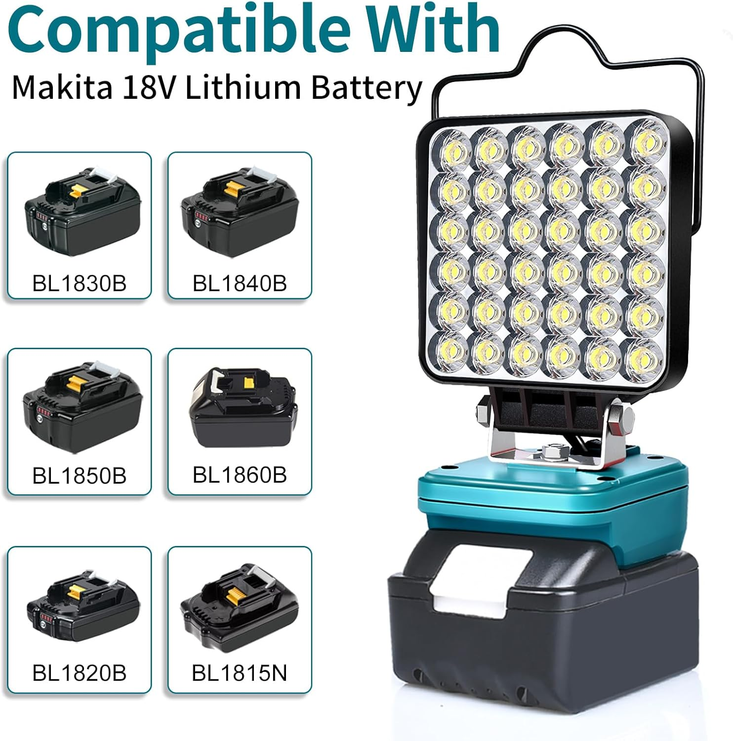 Upgraded Work Light for Makita 18V Battery,72W 6800LM Portable Cordless Floodlight with Usb&Type C Fast Charging Port for Makita Tools,Led Spotlight for Camping,Fishing,Workshop(No Battery) (MTFD4I36) image number 1