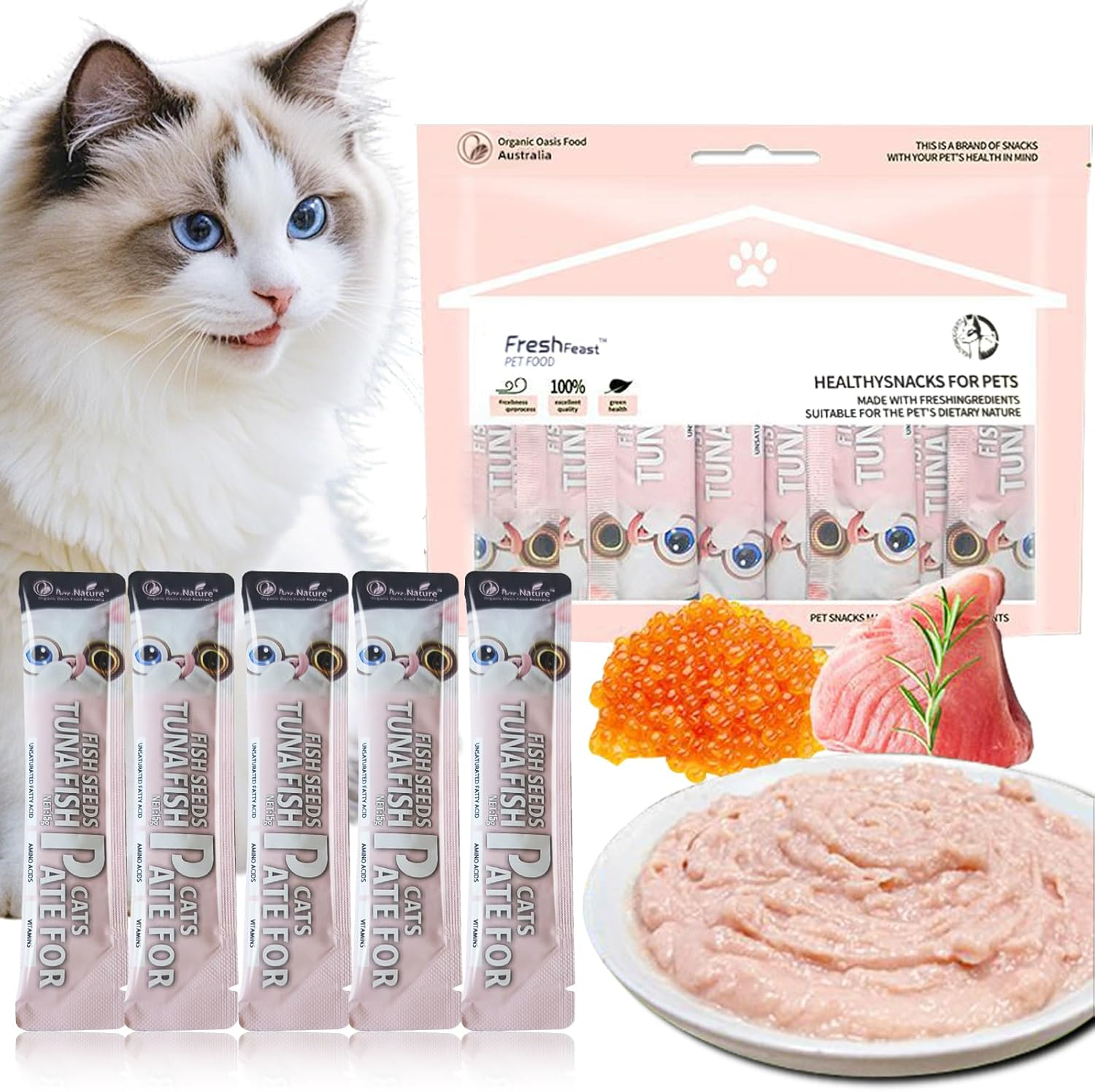 30-Pack Premium Tuna & Fish Roe Cat Treats - Irresistible Delights for Your Feline Friend image number 4