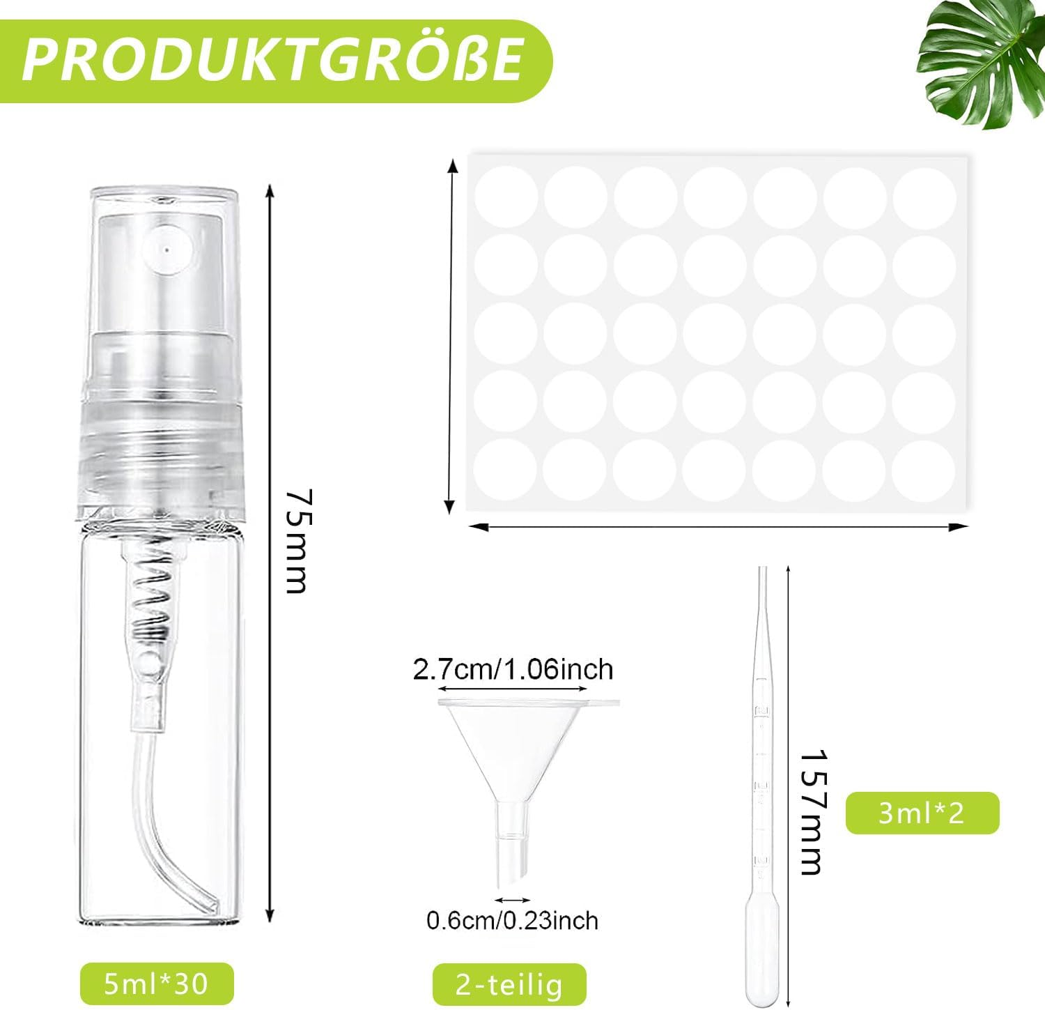 Voarge Travel Spray Bottles Perfume Dispenser Mini Spray Bottle for Perfume, Body Care Liquid, Cosmetics (30 Pieces, 5 Ml) image number 2