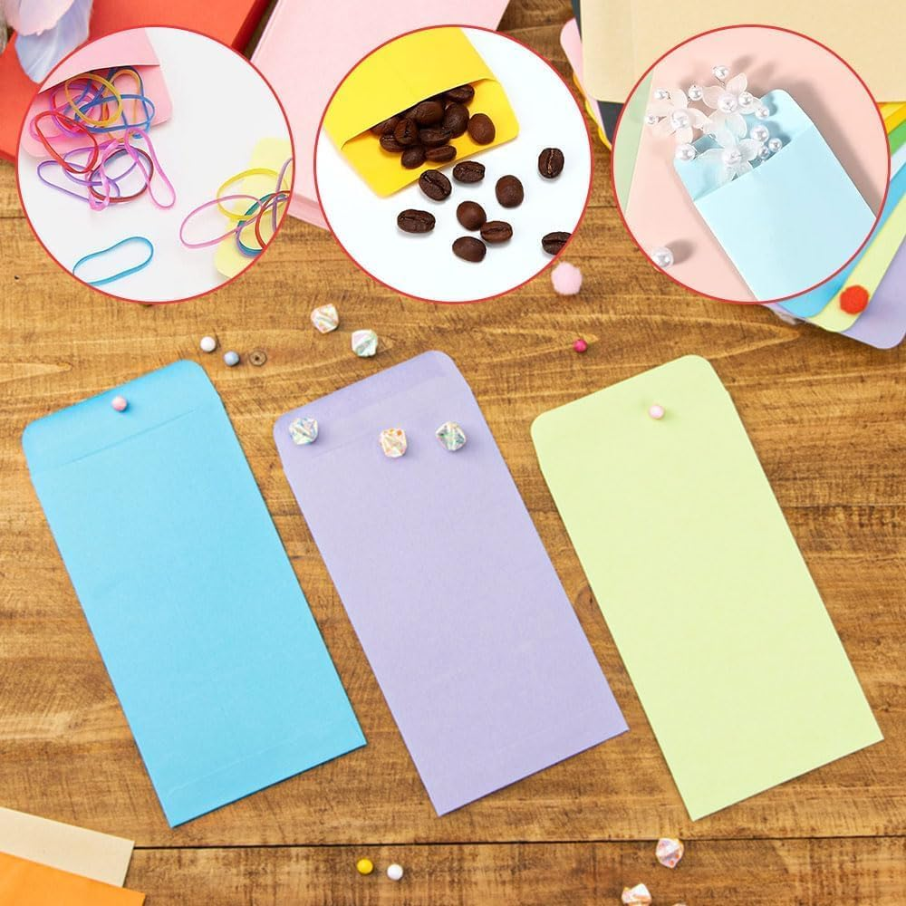 100Pcs Small Colored Envelopes - Mini Money Coin and Seed Packets with Self Adhesive Closure image number 3