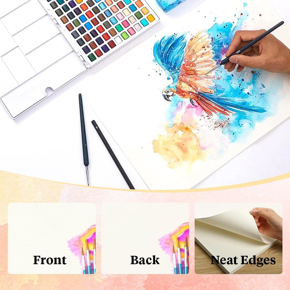 Igolife 50 Sheets Watercolor Paper 13.5 X 19.5 Cm 140Lb/300Gsm Thick Off-White Painting Paper Art Supplies for Adults Sketch Pad Water Color Paper Gifts for Students image number 5