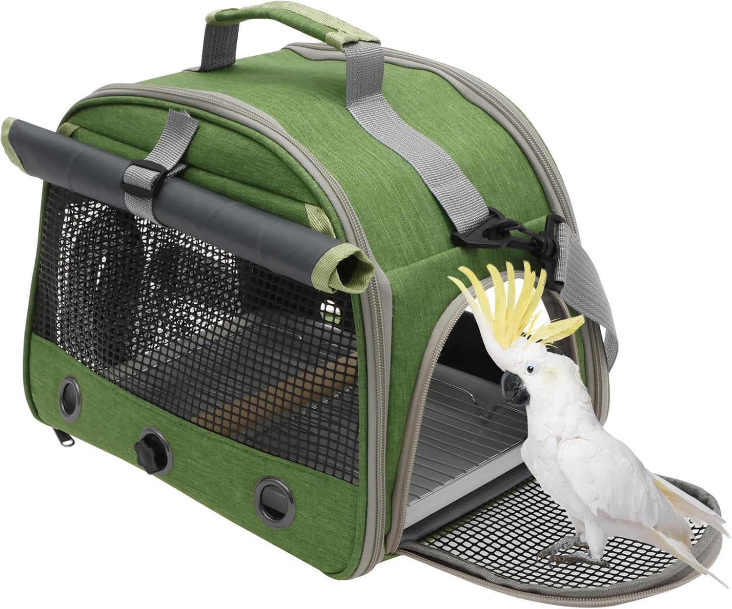 ZFLYCANP Bird Travel Carrier, Portable Pet Travel Cage with Tray and Breathable Clear Window, Parrot Parakeet Carrier with Standing Stick, Bird Carry Transport Bag for Outdoor Use image number 4