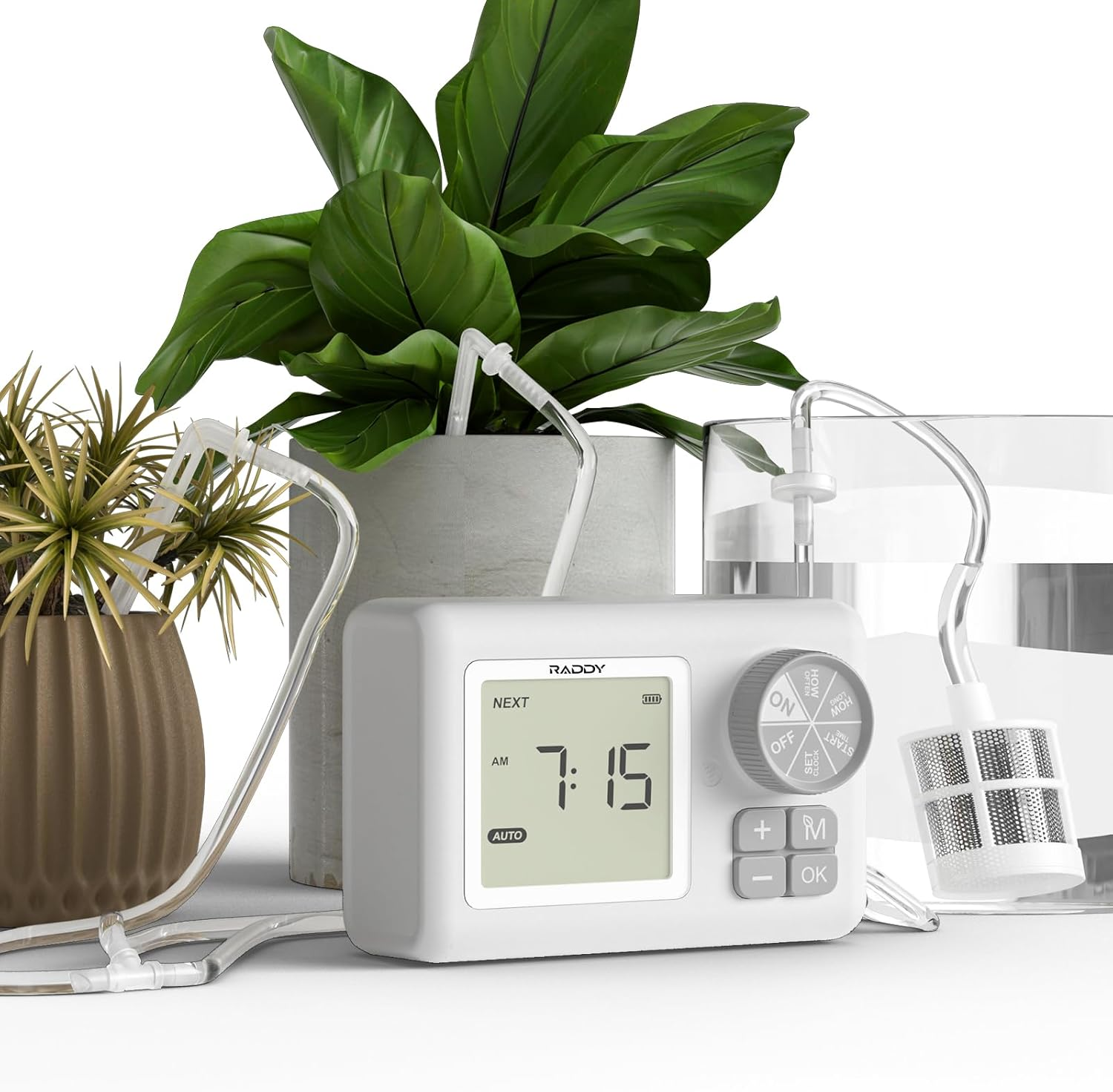 Raddy WS-6 Automatic Plant Waterer, Indoor Plant Watering System for 15 Potted Plants, Programmable Water Timer with LCD Display, USB Power, Water Shortage Alarm for Balcony Greenhouse White image number 2