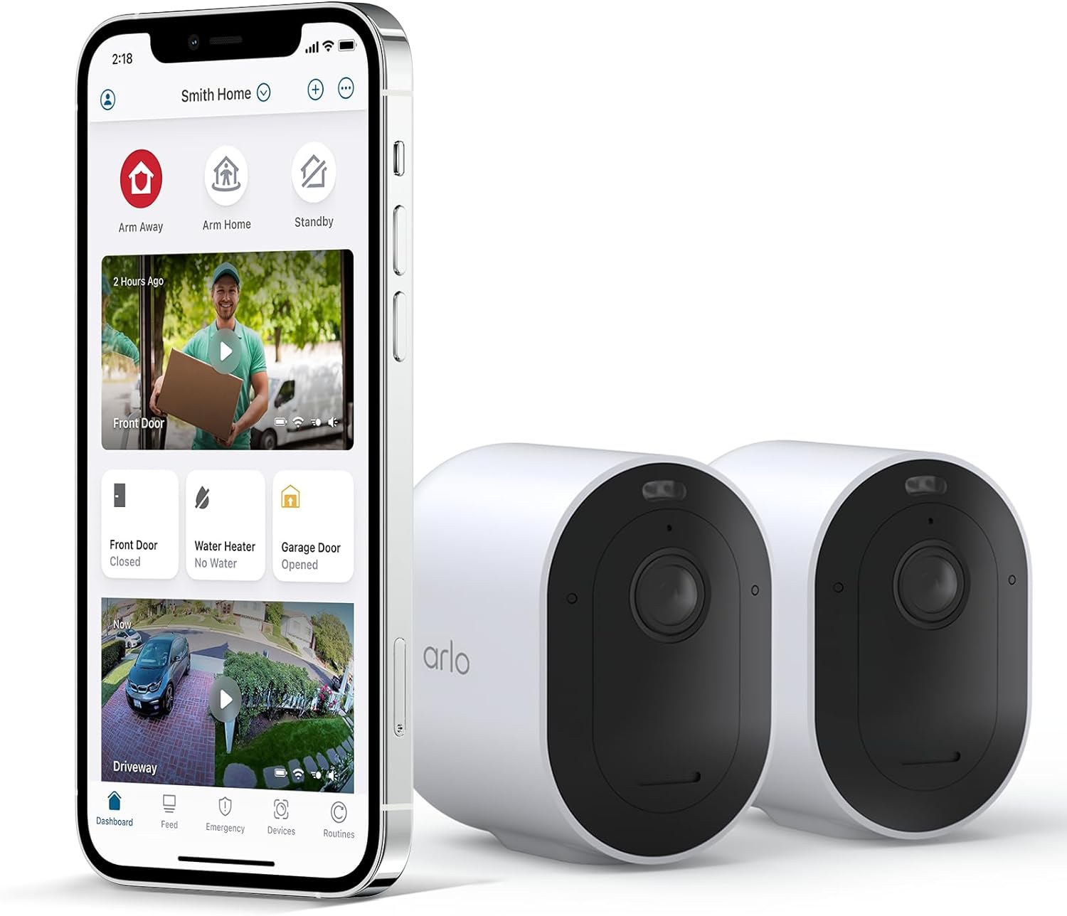 Arlo Pro 5 2K Spotlight Wire-Free Camera| 2 Camera | 2K Video with HDR | Indoor/Outdoor Security Cameras |Color Night Vision |160&deg; View|Compatible with Alexa | Home Security | White (VMC4260P-100AUS) image number 6