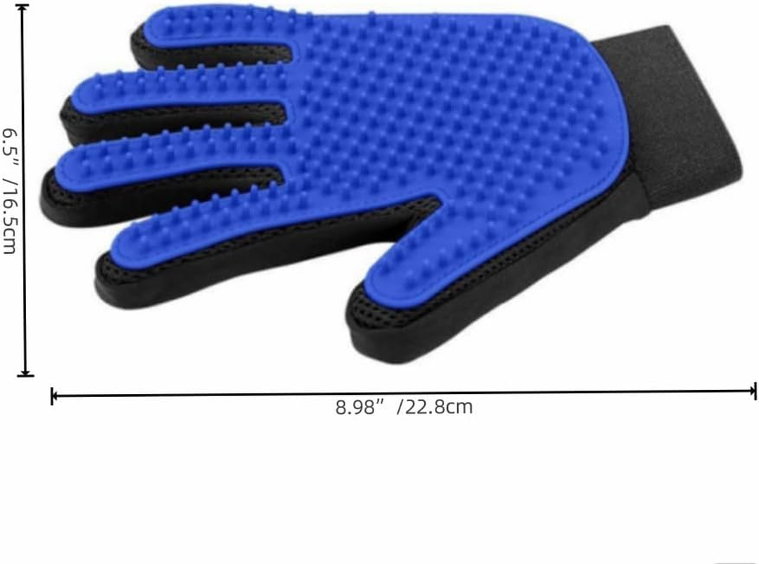 DACUAN Pet Grooming Glove, 1 Pair Gentle Deshedding Brush Glove, Efficient Pet Hair Remover Mitt, Dog Cat Hair Glove Perfect for Dog & Cat with Long & Short Fur (Blue) image number 4