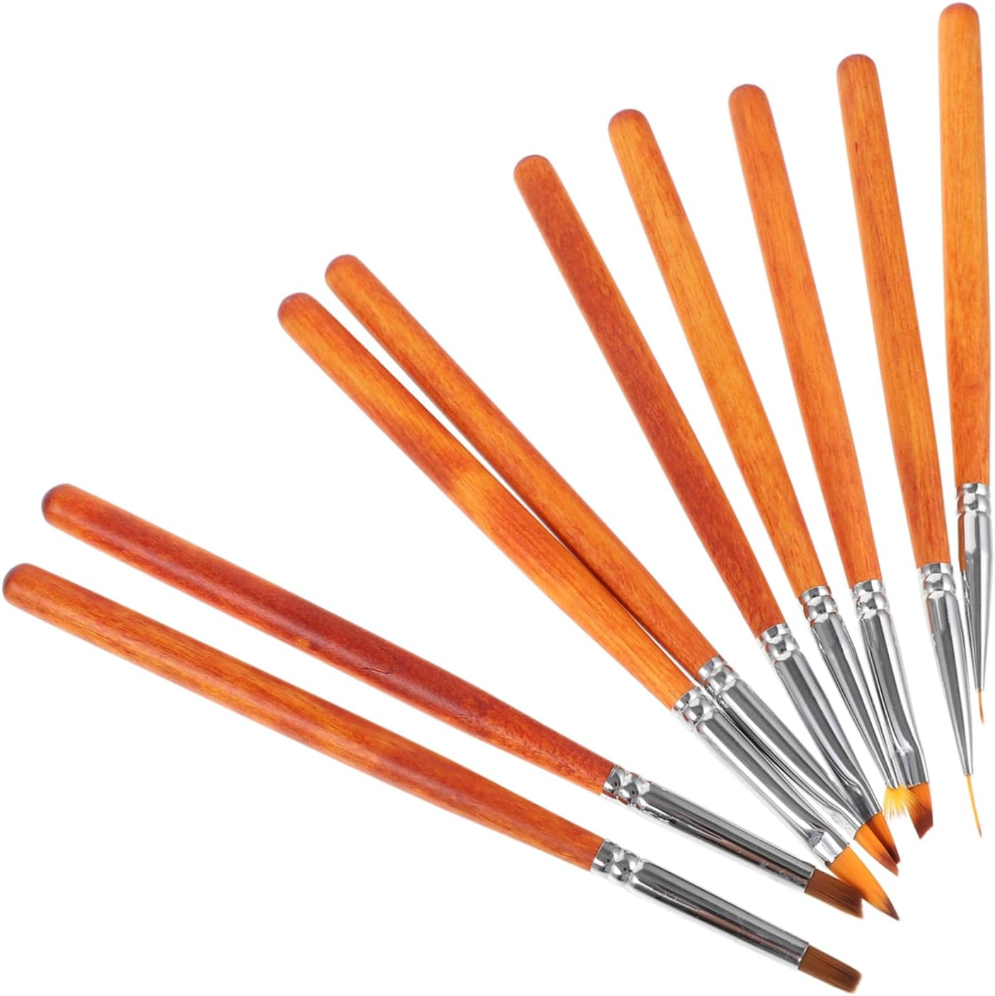 9-Piece Nail Art Brush Set Gradient Liner Pens Wooden Handle Nail Design Tools for Women for Manicure and Detailing image number 4