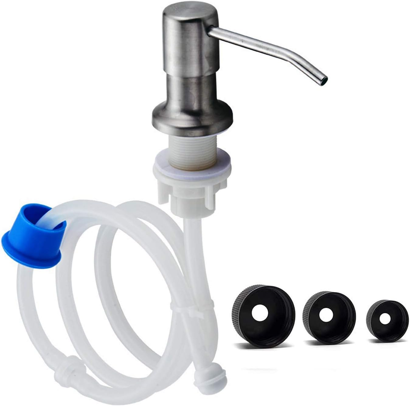 Soap Dispenser for Kitchen Sink Built in Countertop Soap Dispenser Pump Head with 46" Extension Tube Kit (Silver)