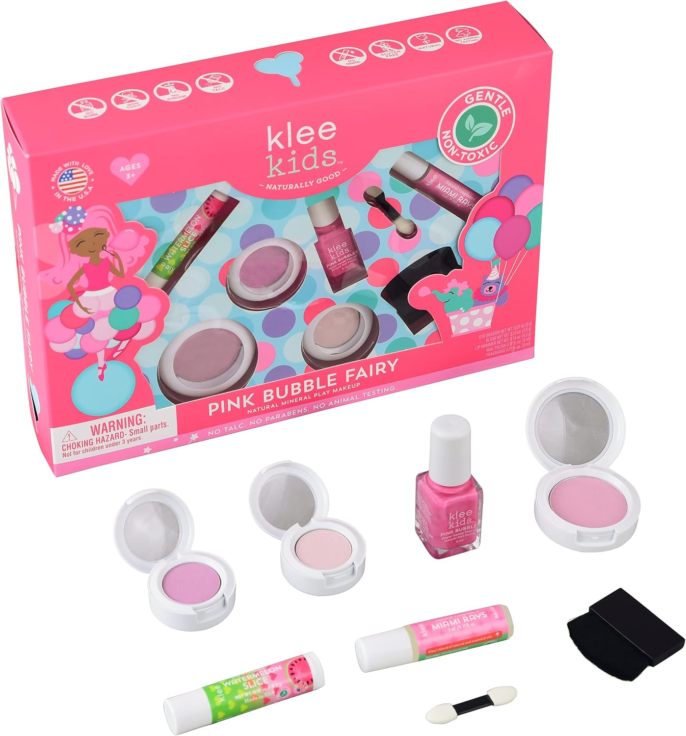 Luna Star Naturals Klee Kids Deluxe Play Makeup Kit. Gentle and Non-Toxic. Made in USA. (Pink Bubble Fairy) image number 2