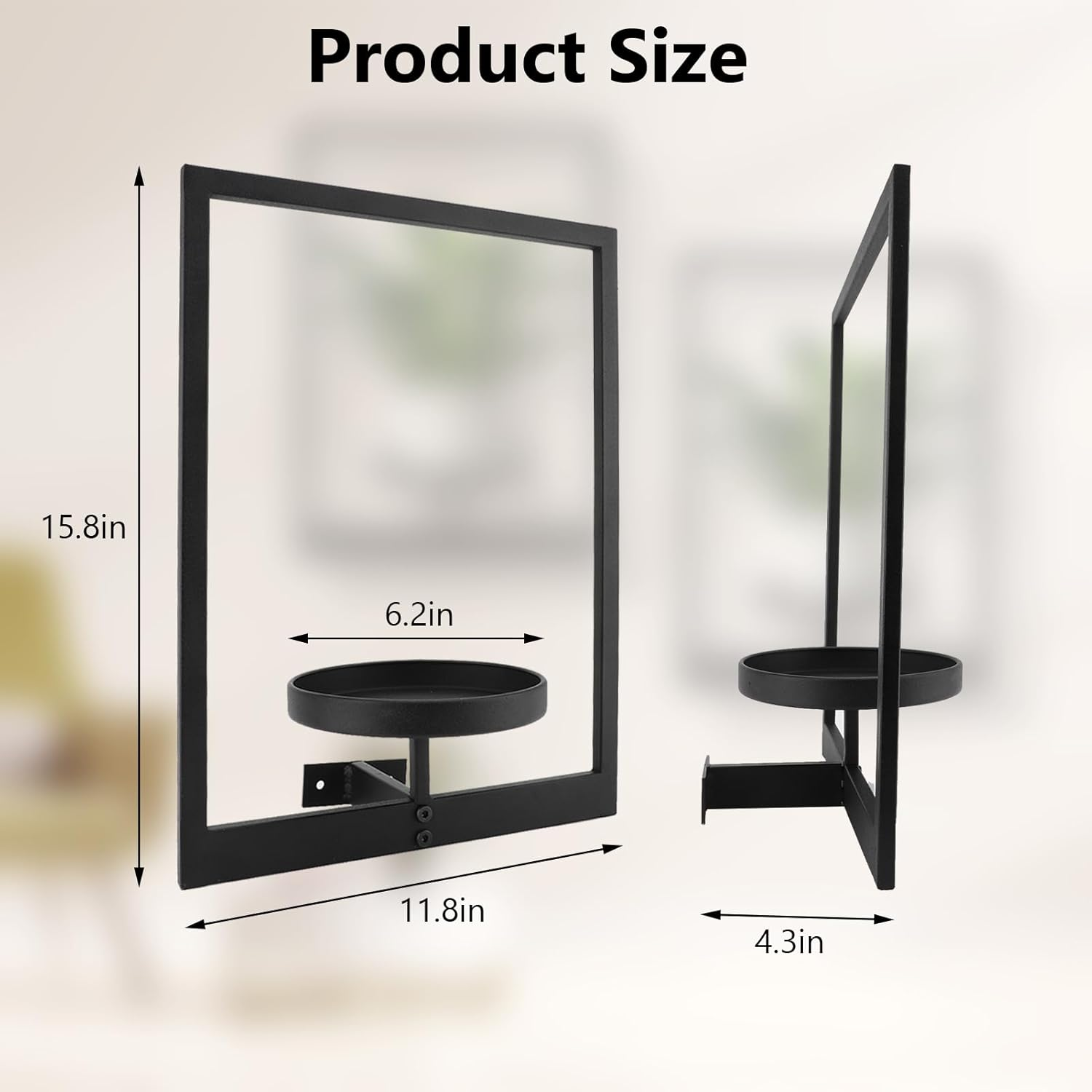 Gugxiom 2 Pack Picture Frame Wall Plant Holder, Metal Plant Wall Frame, Window Shelf for Plants,Plant Frames for Wall, for Living Room Bedroom Bathroom Garden Patio image number 6