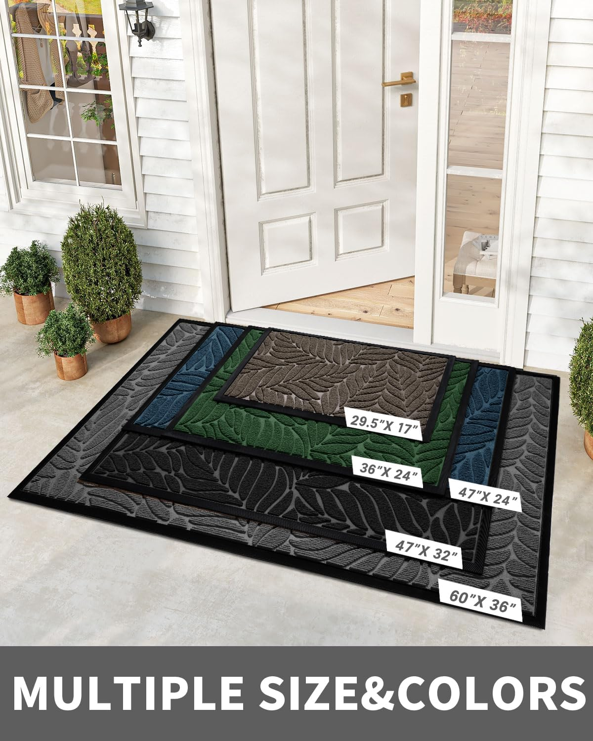 Yimobra Door Mat outside Entrance, All-Season Waterproof Indoor Outdoor Doormat, All-Weather Non-Slip Welcome Mats for Front Door, Low Profile, Patio Porch, 29.5X17, Grey image number 7