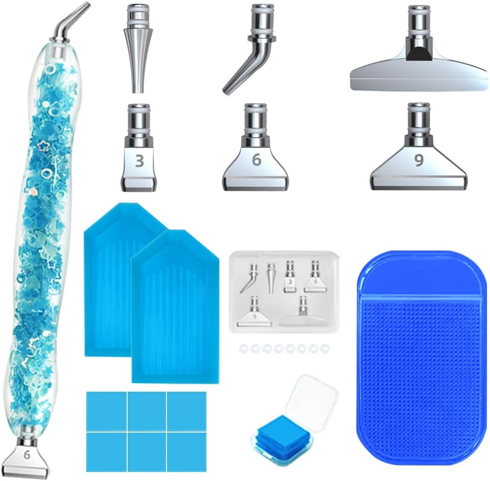 2 Set Diamond Art Painting Pen Kits, SENHAI Diamond Art Paintings Pen Diamond Art Pens Stainless Tips Personalized 5D Diamond Art Painting Accessories Tools for DIY Painting Crafts(Rose&Blue) image number 5