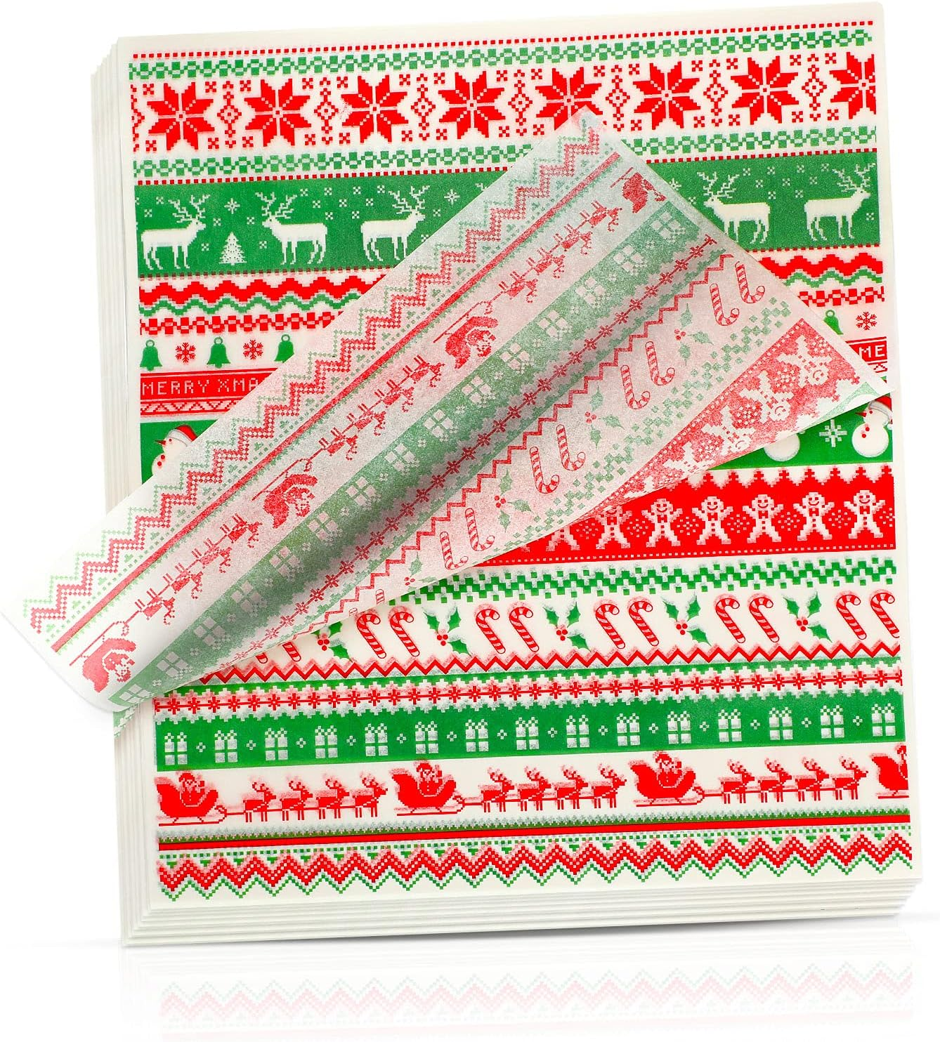 Patelai 120 Sheets Christmas Wax Paper Colored Parchment Paper Cookie Sandwich Food Liners Colored Candy Wax Baking Grease Proof Holiday Wrapping Papers for Gifts image number 6