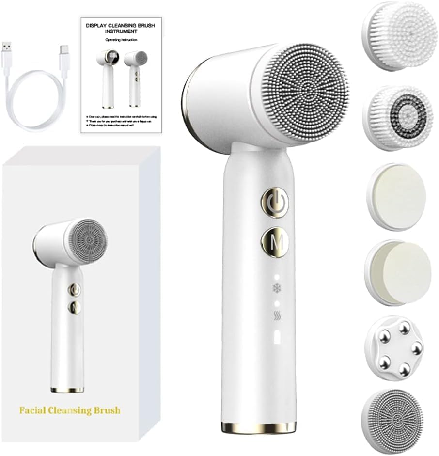 OBEST Facial Cleansing Brush with LED Screen,Rechargeable Face Scrubber,Waterproof Rotating Cleanser for Exfoliating, Massaging and Deep Cleansing 3-Speed Setting with 6 Brush Heads image number 5