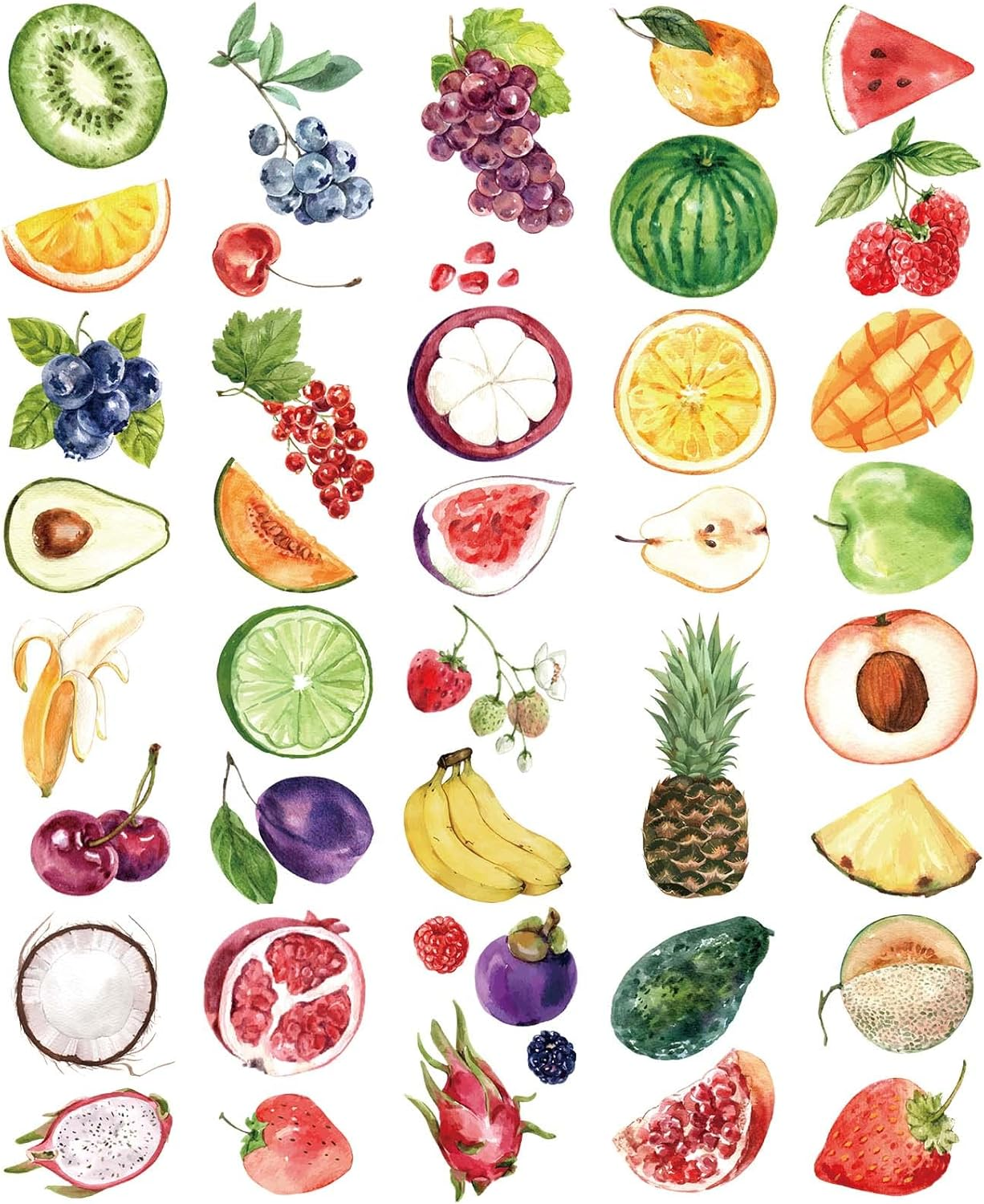 Everjoy Realistic Temporary Tattoos - 41 Designs, 20 Pcs, Waterproof Watercolor Fruits Tattoos for Kids image number 4