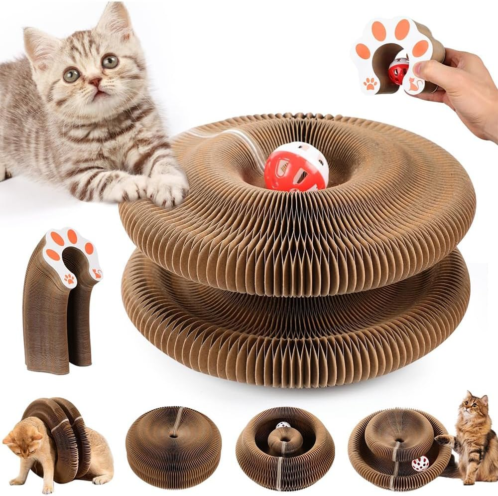 Kitty Kurlz Cat Toy, Magic Organ Cat Scratch Board, Foldable Cat Accordion Toy, Magic Cat Scratching Board, Interactive Scratch Pad with a Ball, Cat Scratchers for Physical Exercise Cats Indoor image number 5