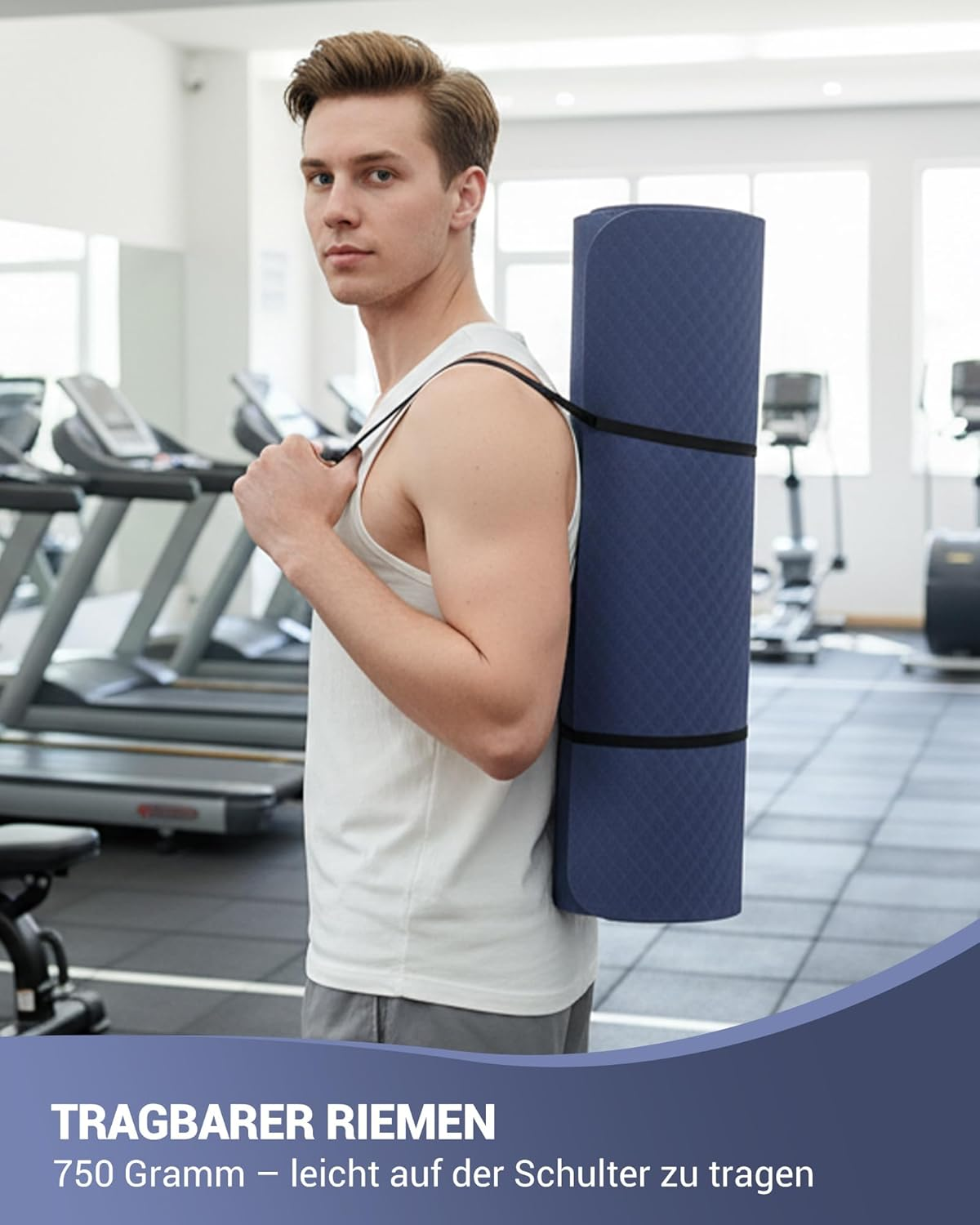 Good Nite Yoga Mat Gymnastics Pilates Exercise Mat for Women Non-Slip Thick 6Mm with Carry Strap Tpe 183 X 61 X 0.6Cm - Blue image number 6