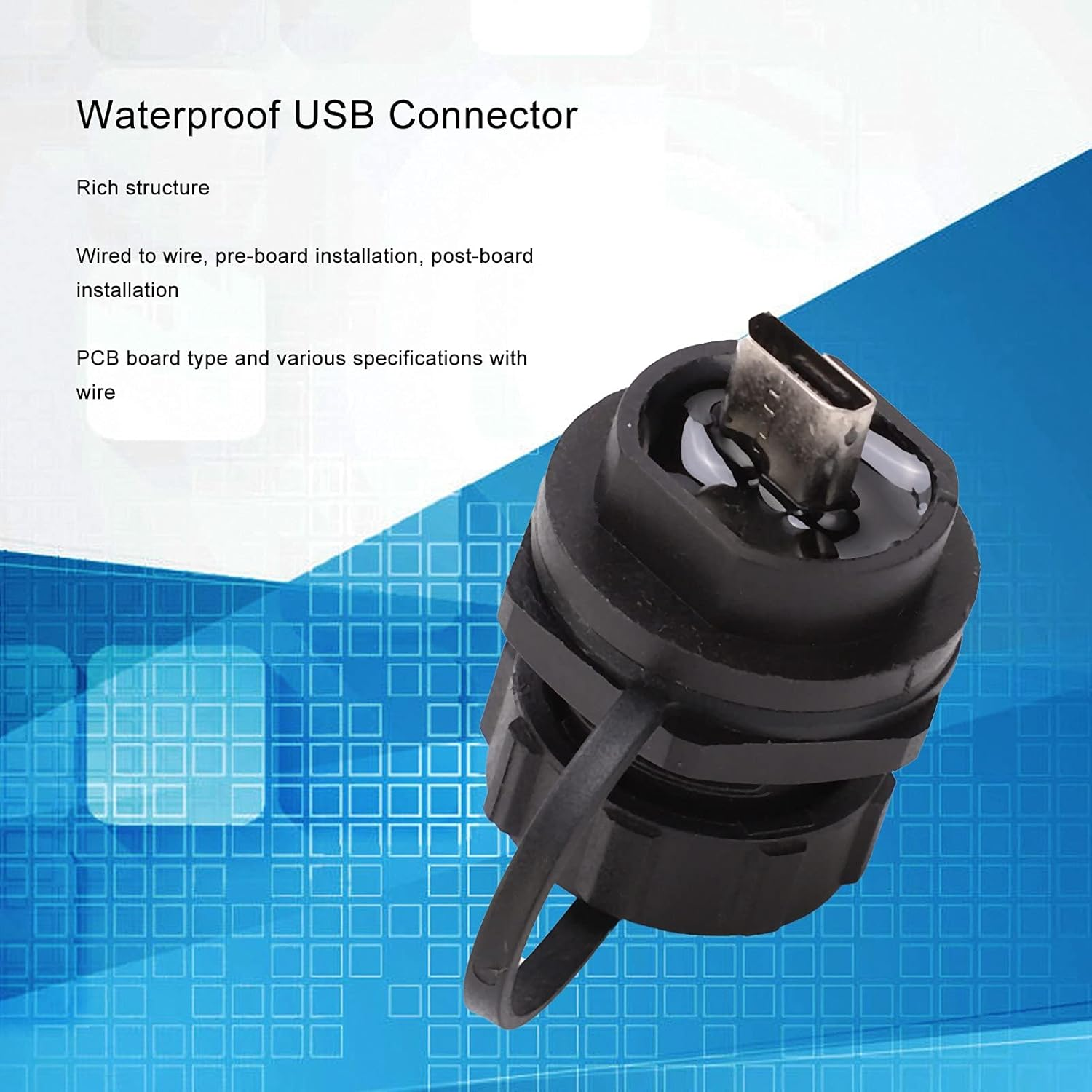 Viagasafamido USB Connector IP68 Water Proof Female Motherboard Rear Socket Mount Coppler USB Pass by Connector 30V 1.5A with Cover image number 6