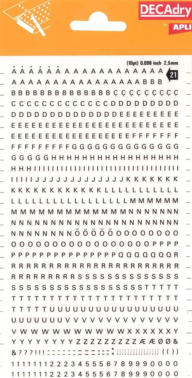 Transferable Letters and Numbers, Black, Numbers, 2.5 Mm, Black image number 5