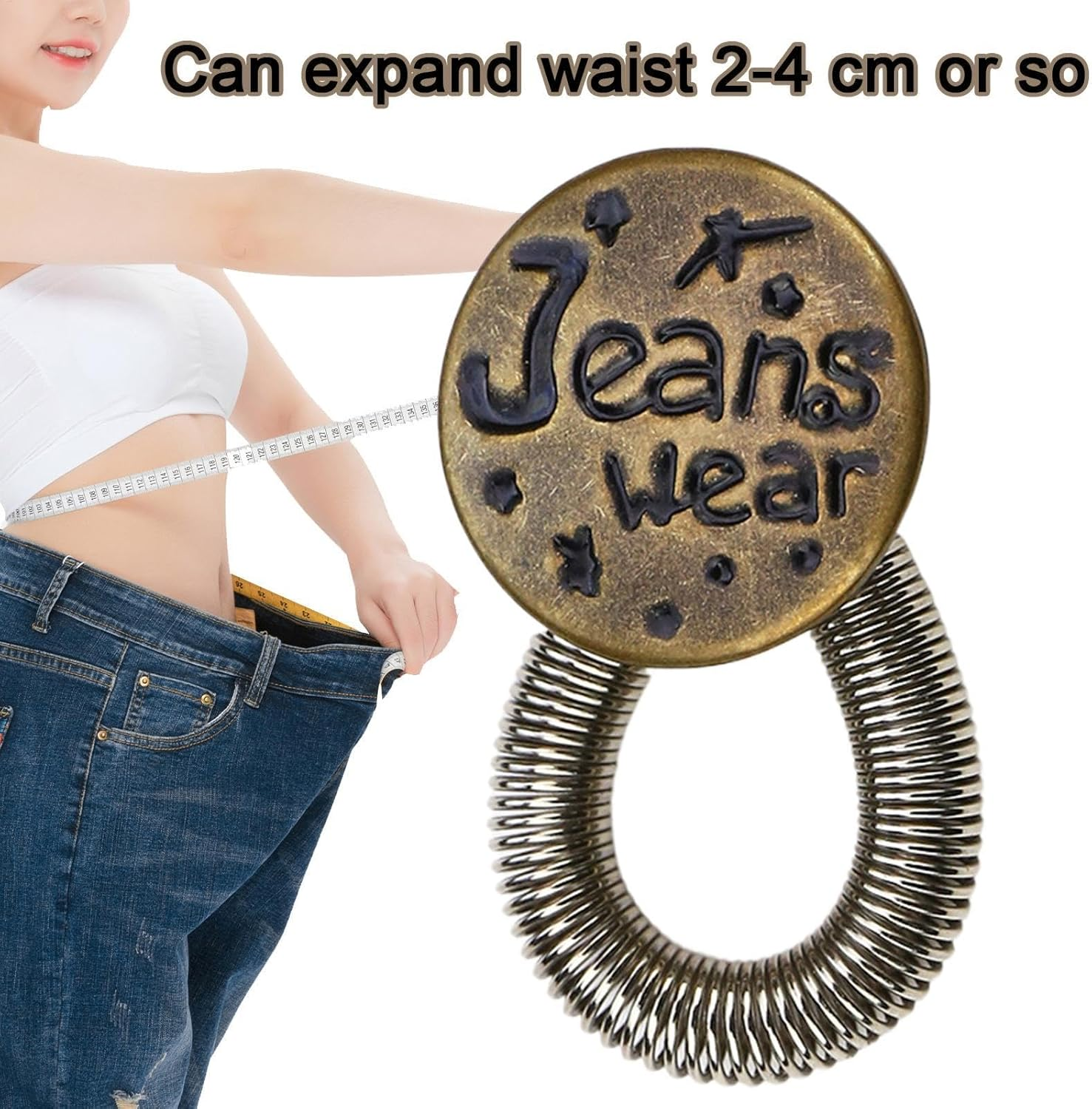 Pants Button Extender, Retractable Pants Waist Extender Button Adjuster for Jeans, Reusable Jeans Button Extender Jean Waist Stretcher for Women Men image number 3