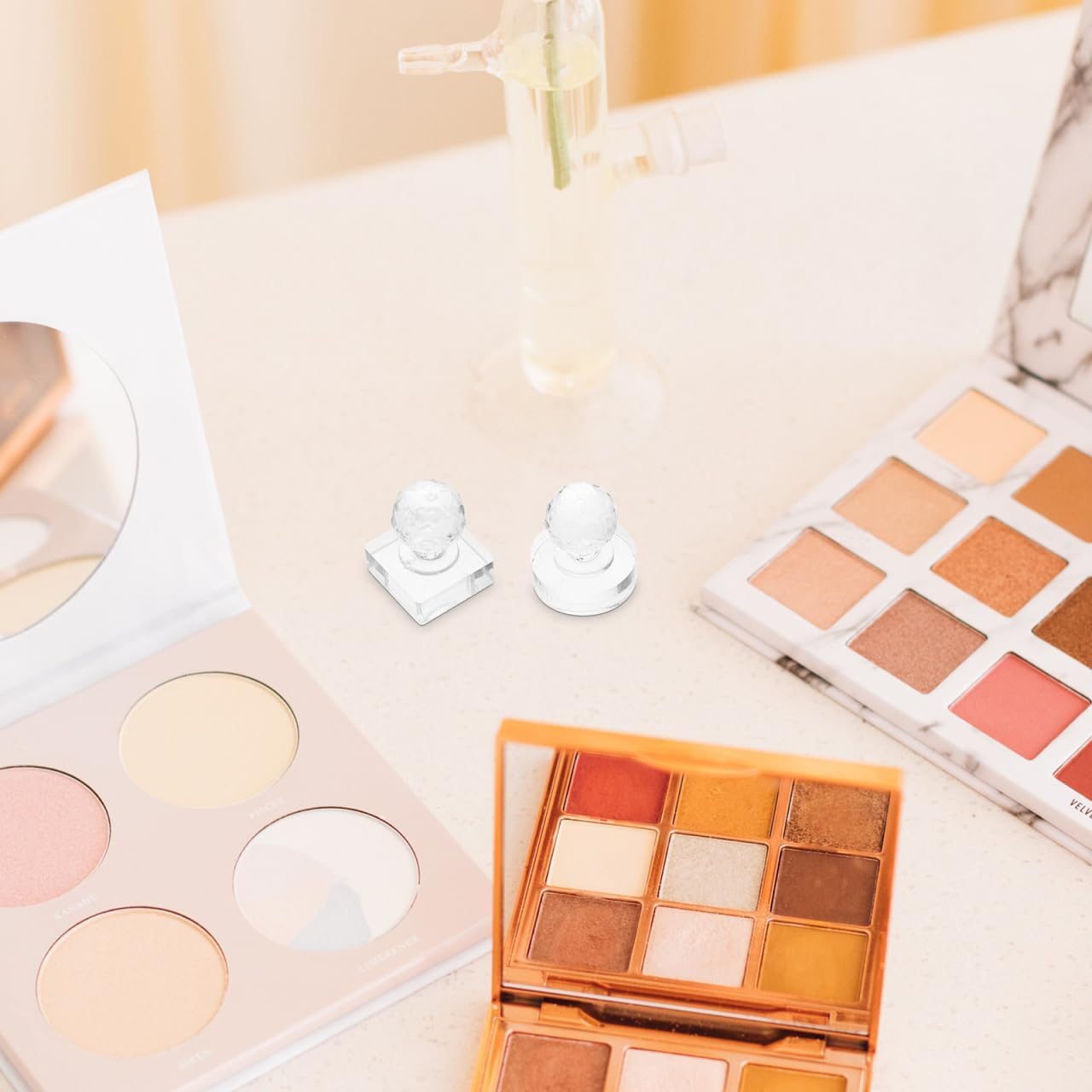 FOMIYES Eyeshadow Pressing Tool Set 2Pcs Square round Molds Repair Makeup Tool for Eyeshadow