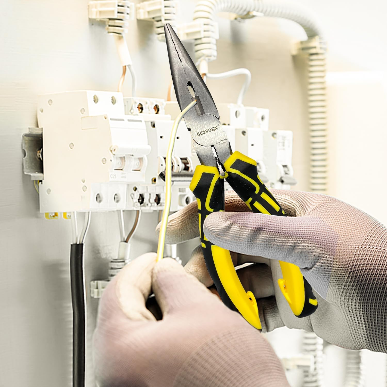 BOOSDEN 8 Inch Needle Nose Pliers with Side Cutters, Precision Long Nose Pliers with Wire Cutters, Professional Needle Nose Spring Loaded Pliers, Used for Cutting Clamping Pinching Jewelry Making image number 6