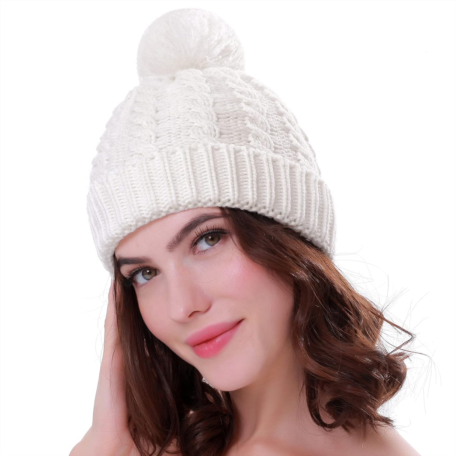 MTR Women'S Winter Beanie Warm Fleece Lining - Thick Slouchy Cable Knit Skull Hat Ski Cap image number 2