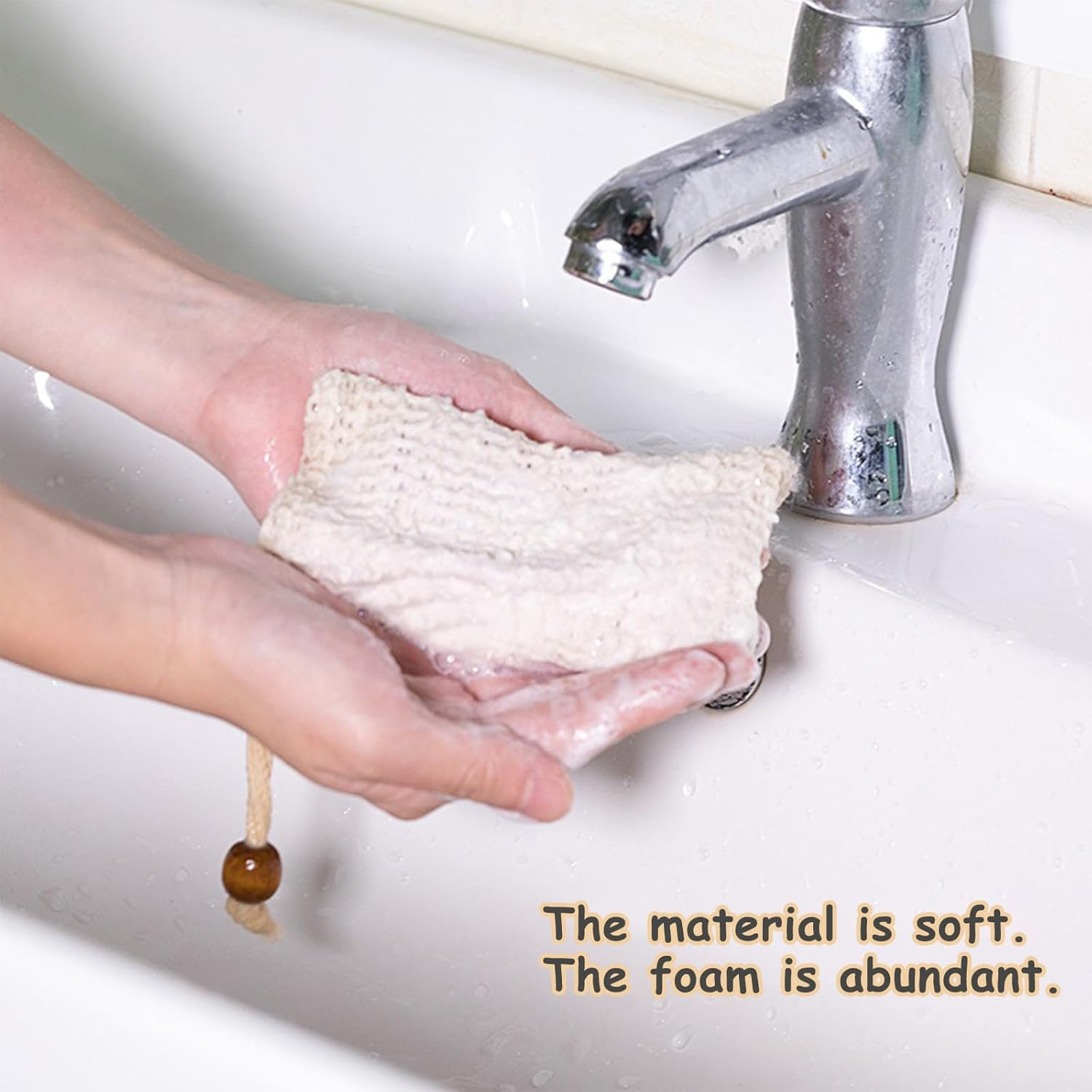 RIBHNXHI 4 Pack Soap Bag, Natural Sisal, Exfoliating Body Scrub Container for Bathroom, Plastic-Free Soap Saver, Quick-Drying Mesh Pouch with Hanging Loop Holder image number 4