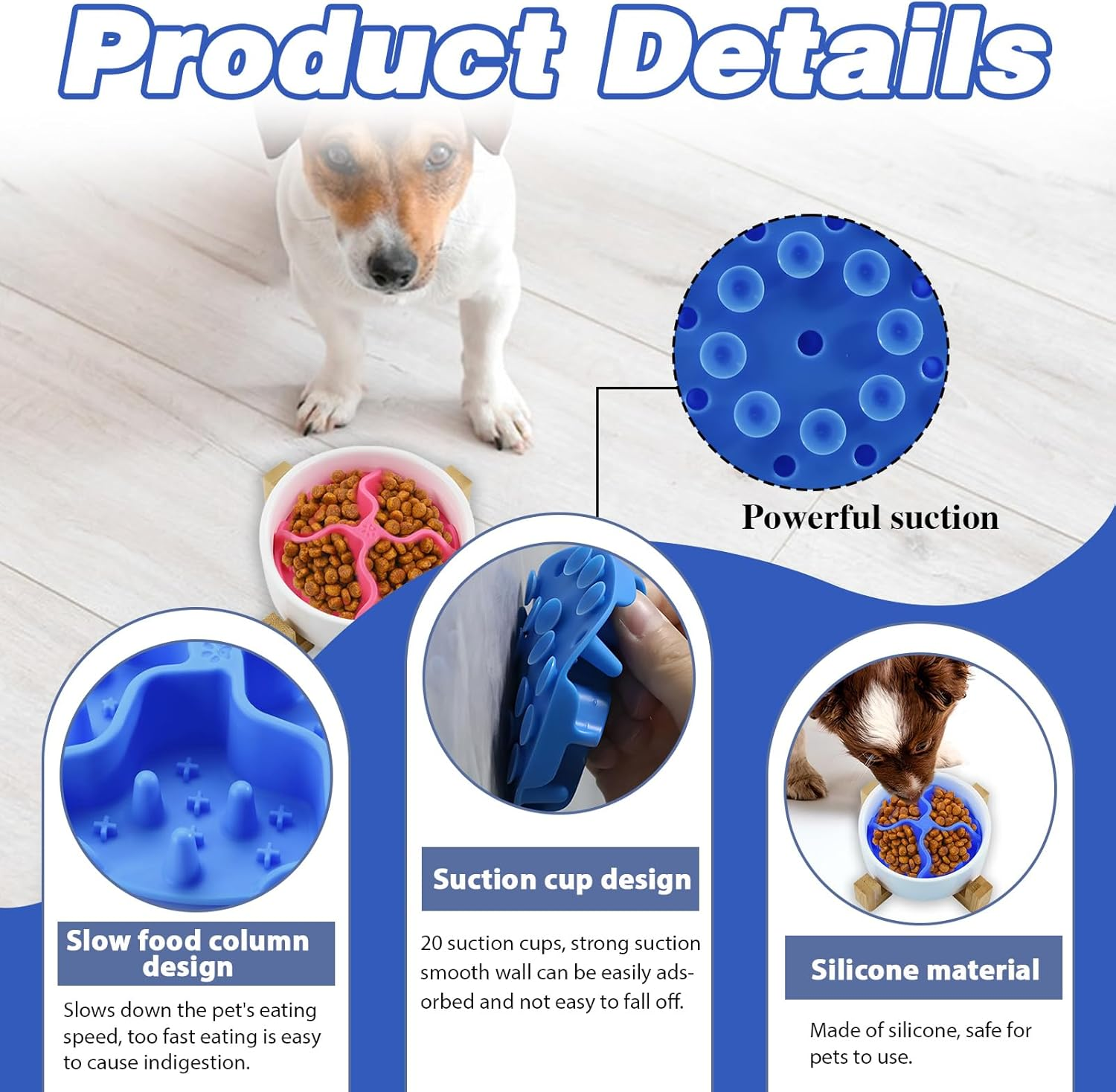 2 Pcs Soft Silicone Slow Feeder Pet Bowls Insert for Small Dogs and Cats, Puppy Feeding Solution