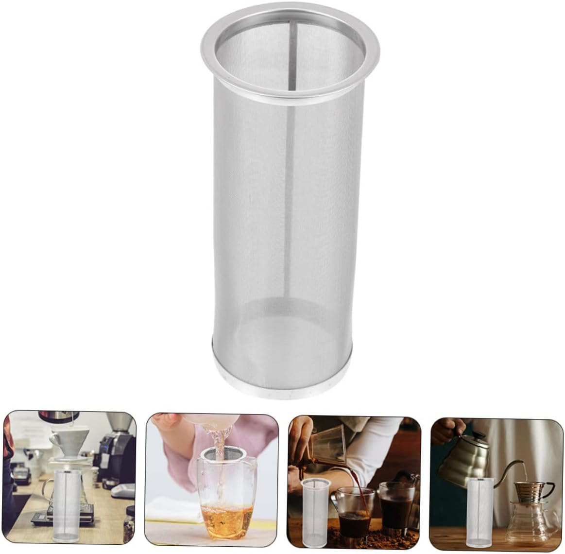 FUNOMOCYA Stainless Steel Reusable Coffee Filter for Jar Cold Brew Tea Strainer Portable Infuser Multipurpose Fruit Juice Filter Suitable for Home Travel Cafe Use image number 1