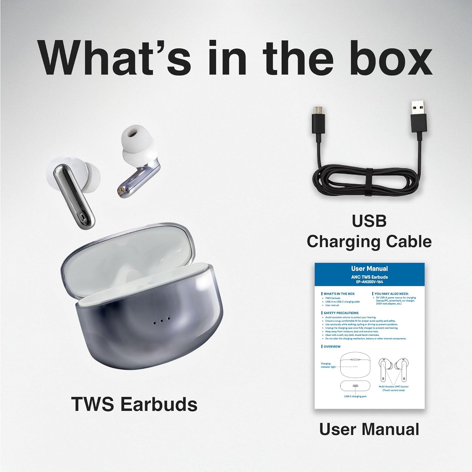 Laser Noise Cancelling TWS Earbuds, Active Noise Cancellation, Bluetooth 5.4, 12 Hrs Playtime, USB C Charging, Voice Assistant - Compatible with Smartphones, Tablets, Laptops, Pcs, Tvs image number 1