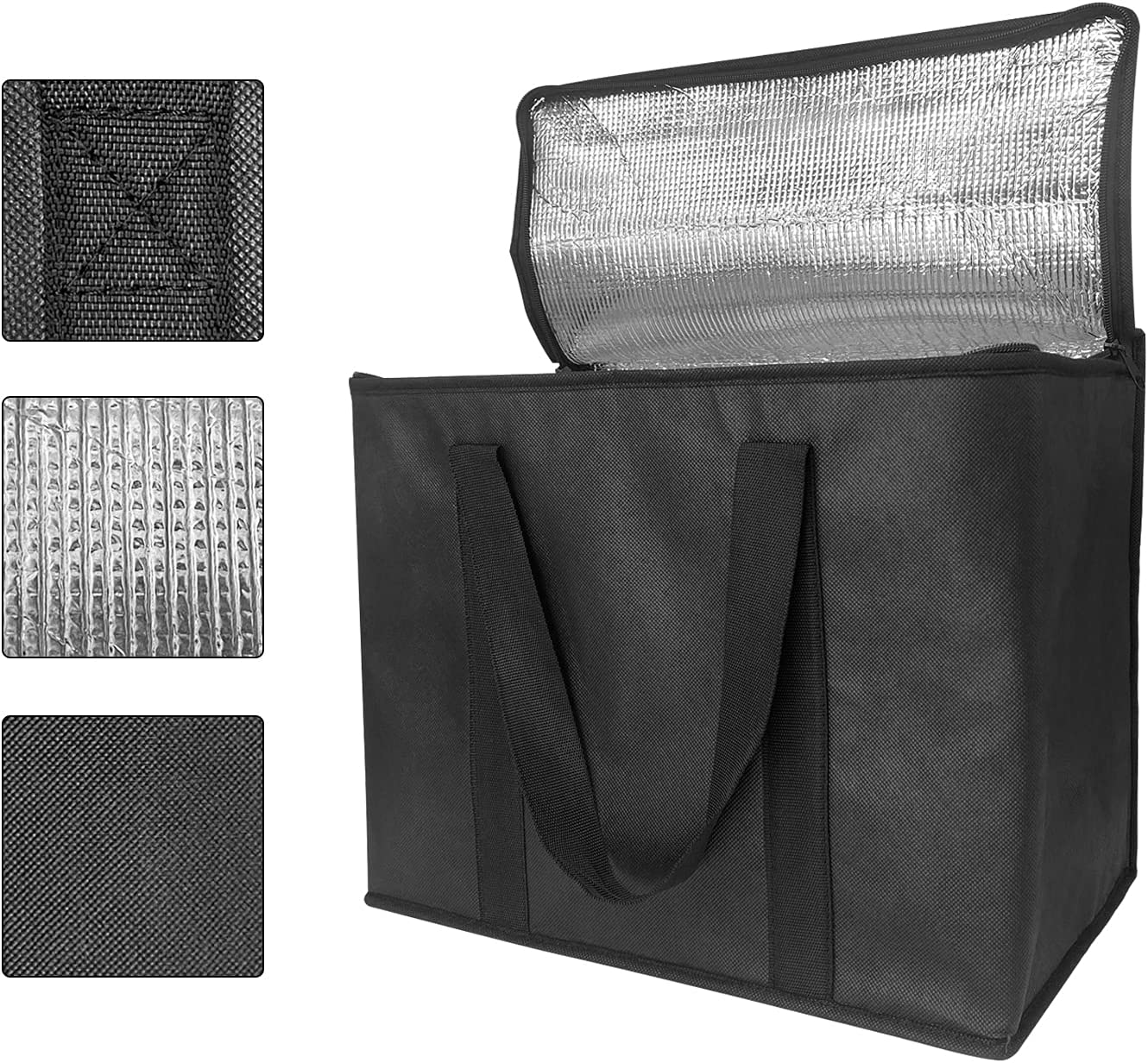 Set of 2 XL Insulated Cooler Bags, Reusable Shopping Bags with Heavy Duty Double Zipper, Keeps Food Hot or Cold, Ideal for Instacart, Food Transport image number 4