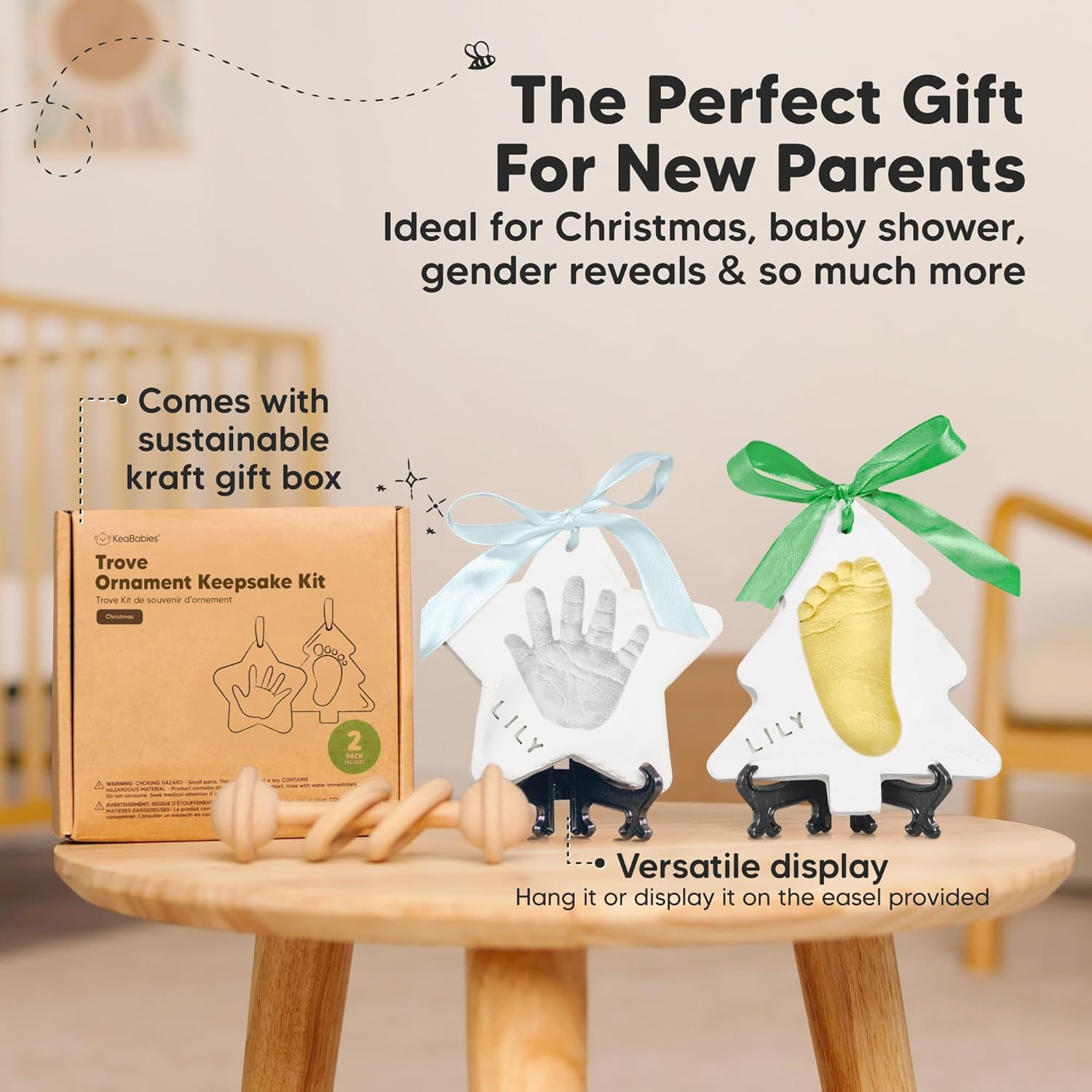 Baby Hand and Footprint Kit - Dog Paw Print Kit, Personalized Baby Footprint Kit, Baby Handprint Ornament Kit, Clay Handprint Ornament Kit for Babies, Baby Shower Gifts for Boys, Girls (Christmas) image number 2