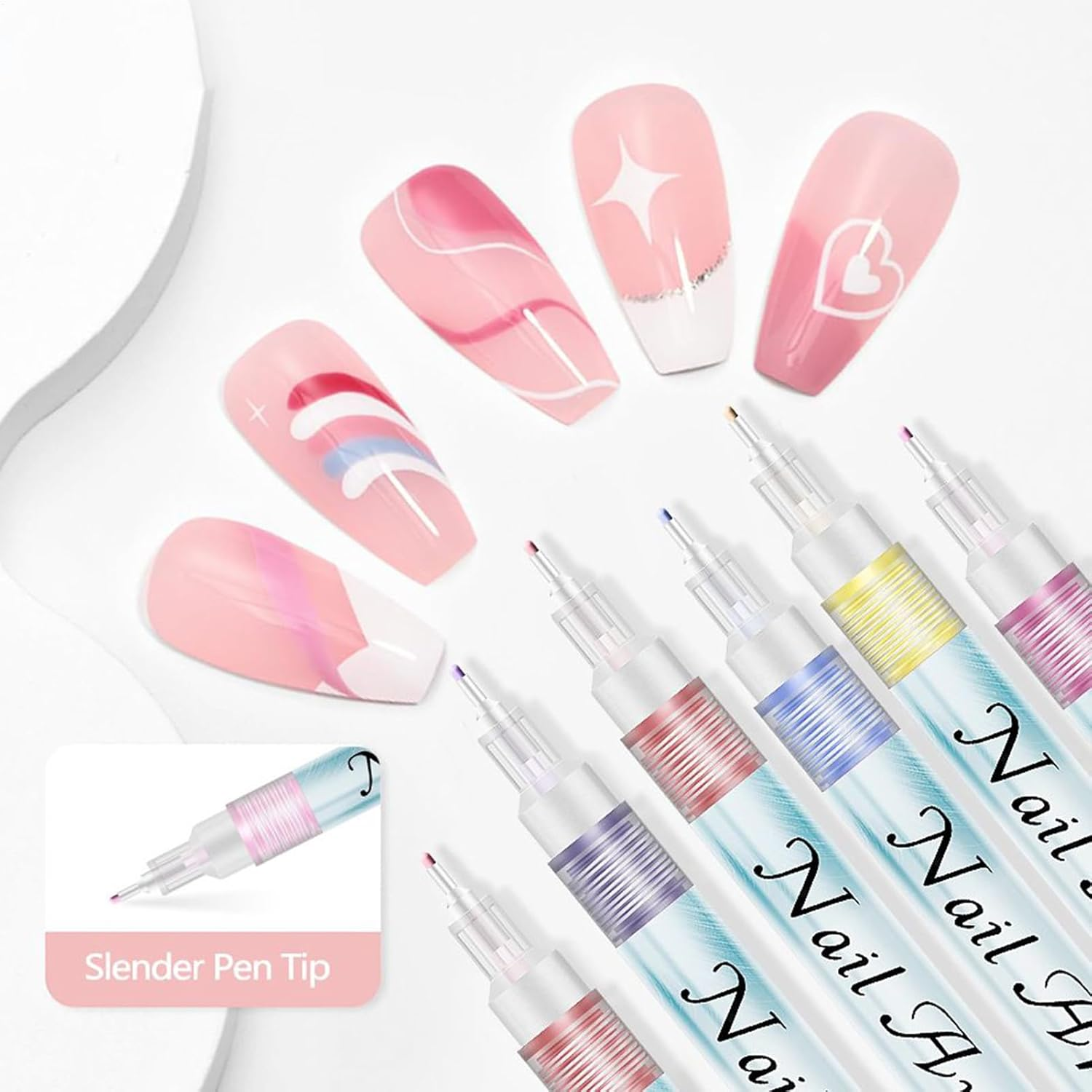 Nail Markers, 0.5Mm Portable Nails Tools,Doodle Pen Dotting Marker - for Manicure Decorating Lining Tracing image number 6