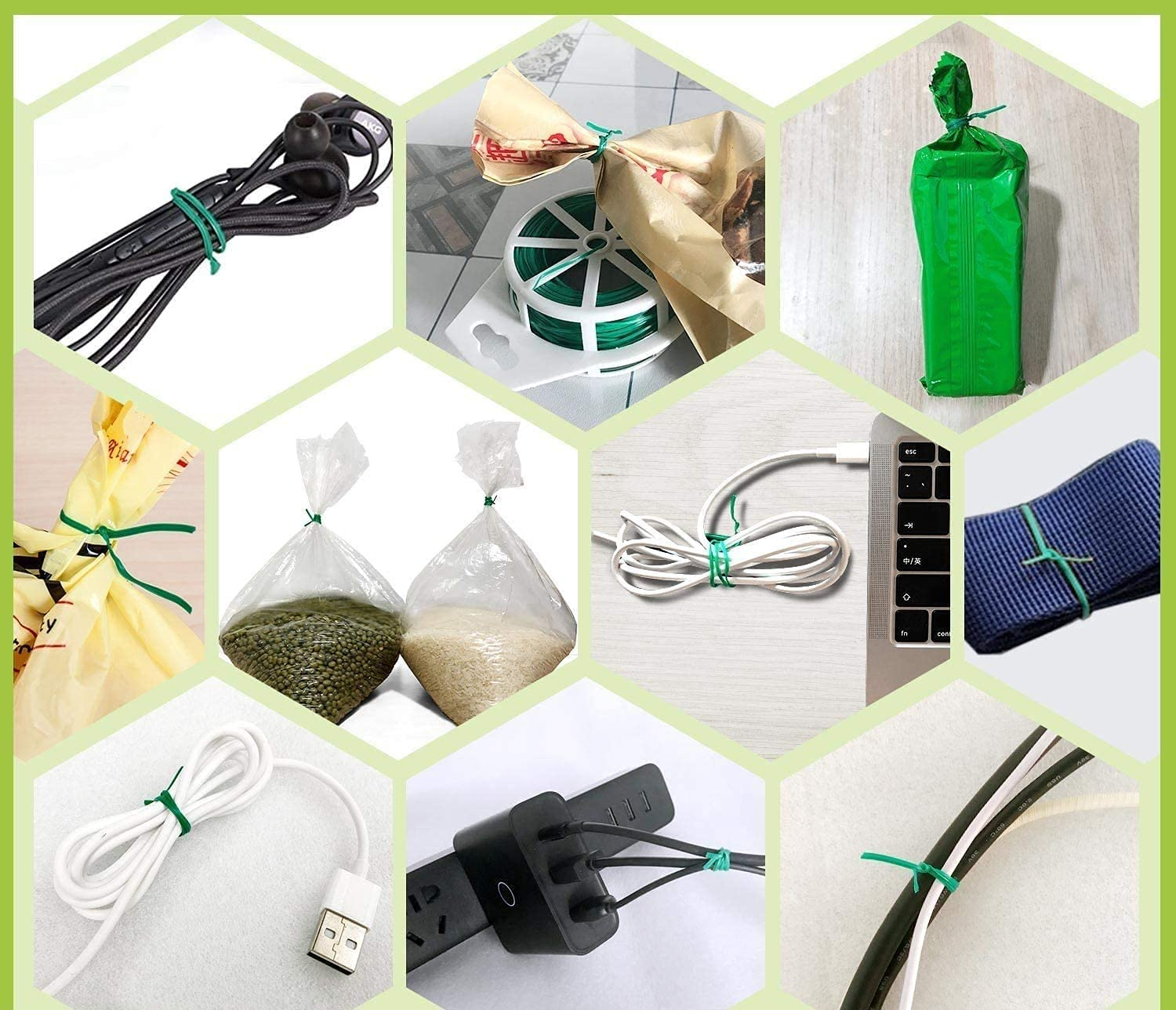 2PCS 2Mm*100M Garden Wire Set Soft Garden Ties Plant Twist Wires for Gardening Climbing Plants, Vines, Shrubs and Flowers (GREEN)