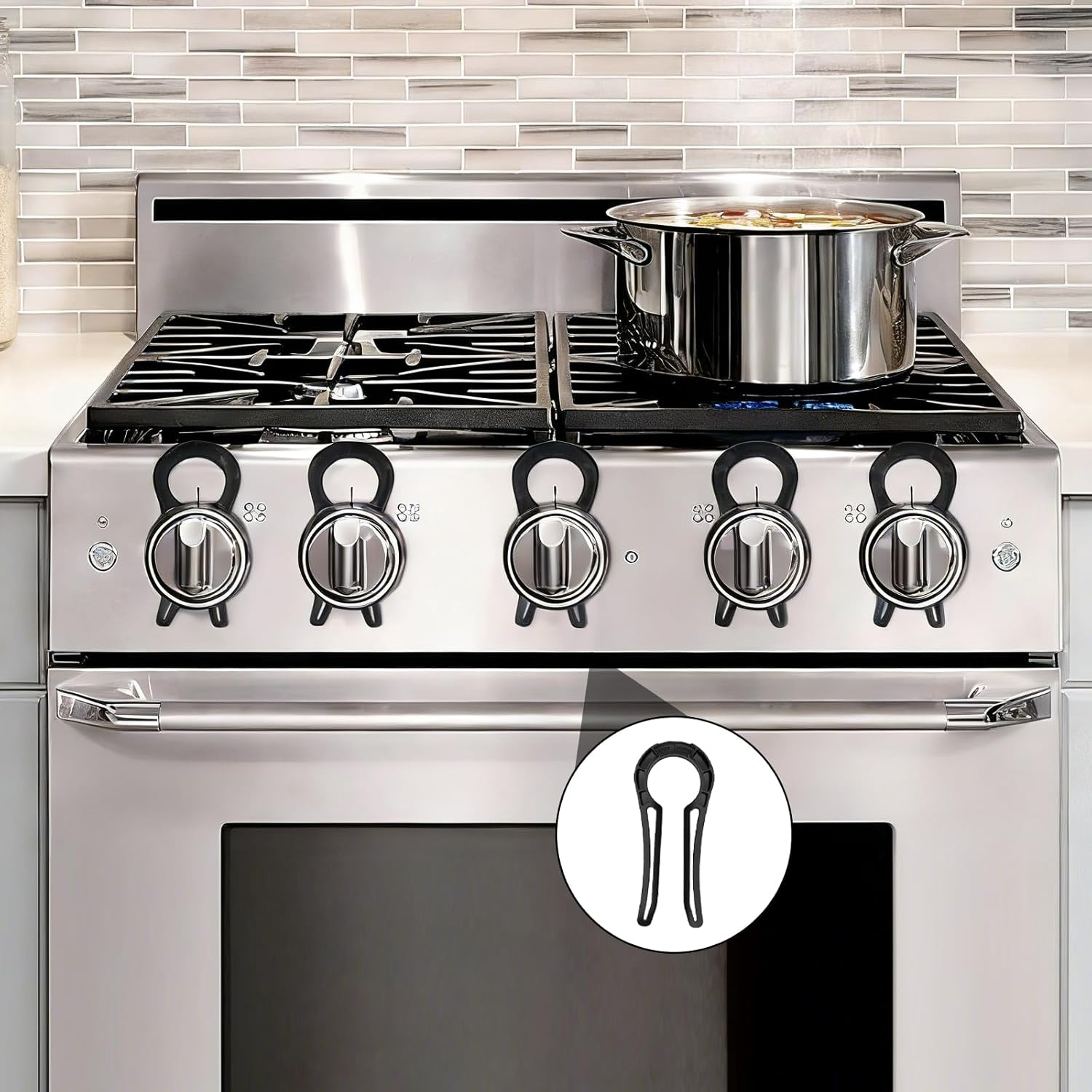 JANGJANG 5 Pack Locks for Gas Stove Knobs, Gas Stove Knob Locks for Child Safety, Child Proof Oven Knob Locks with Upgraded Design, Oven Knob Safety Protection in Black image number 5