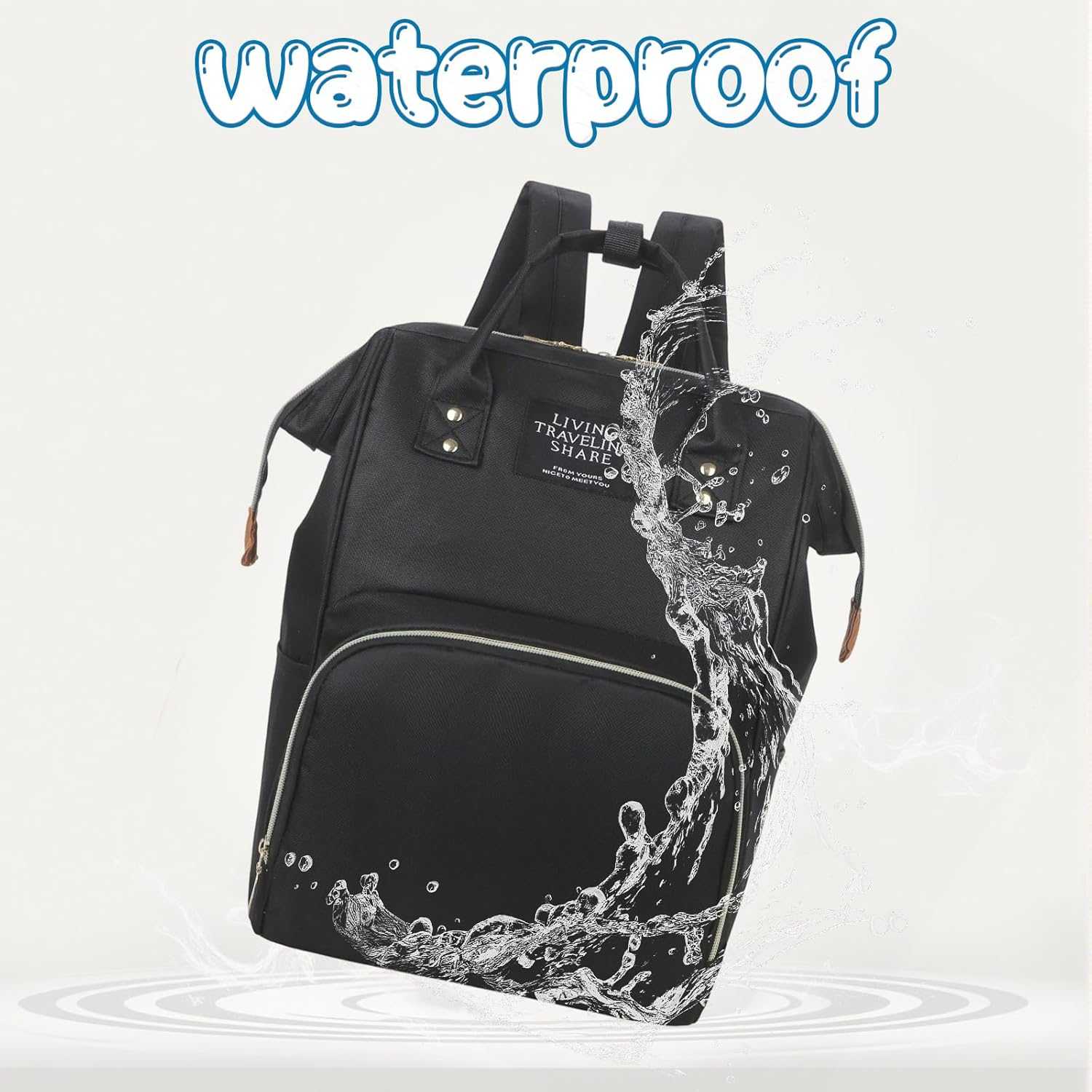 Fiohiros Nappy Bags for Baby - Waterproof Baby Bag for Mum with Insulated Pockets, Large Nappy Backpack & Stroller Straps, Hospital Bag Maternity Essentials - Black image number 4