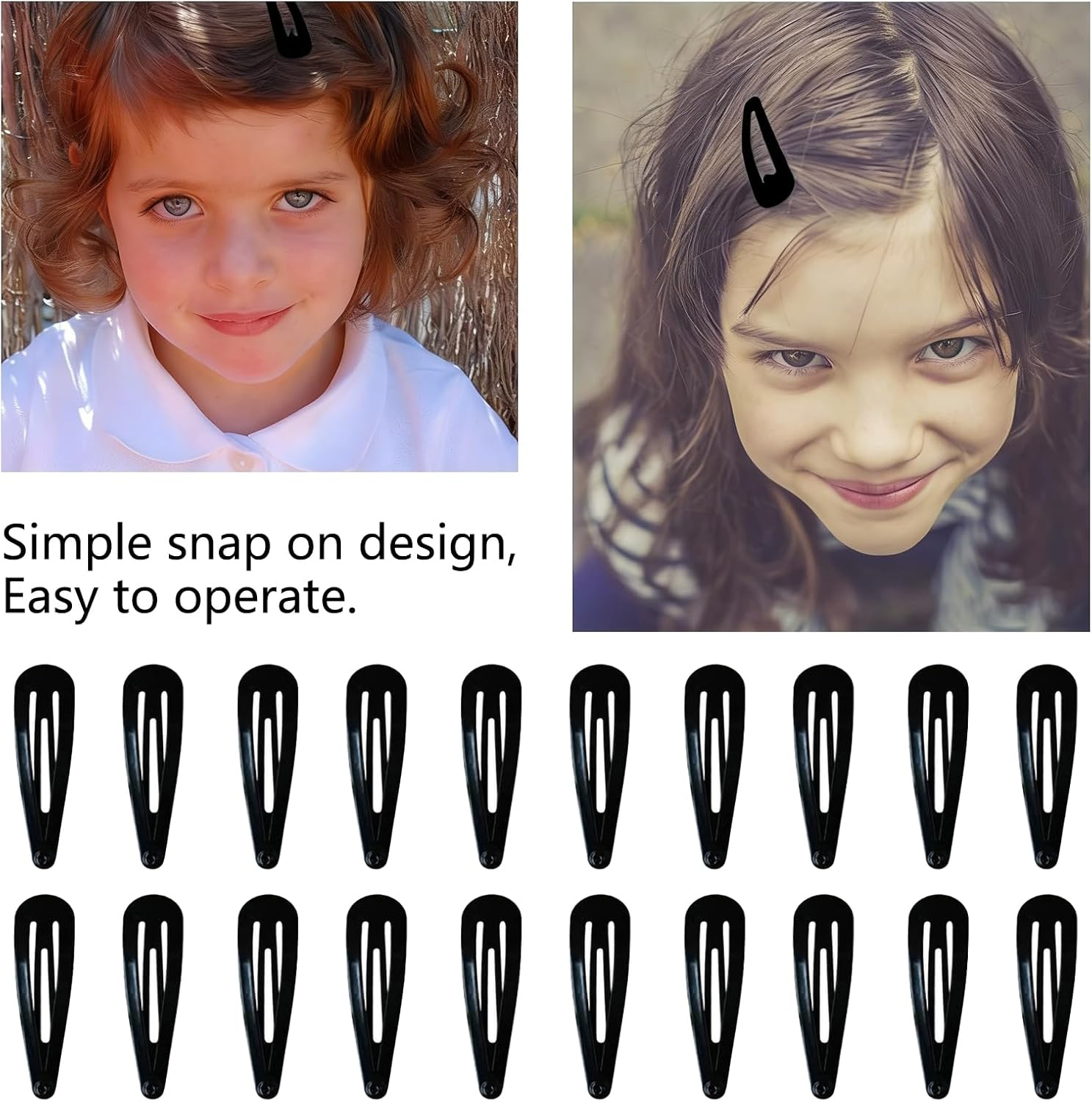 JANGJANG 50 Pcs Snap Hair Clips for Women, Durable Black Barrettes Metal Hair Clips Accessories, Perfect for Everyday Use, Hair Styling, and Fashionable Looks image number 5